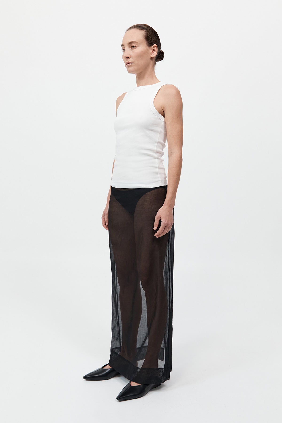 Sheer Leather Trim Skirt