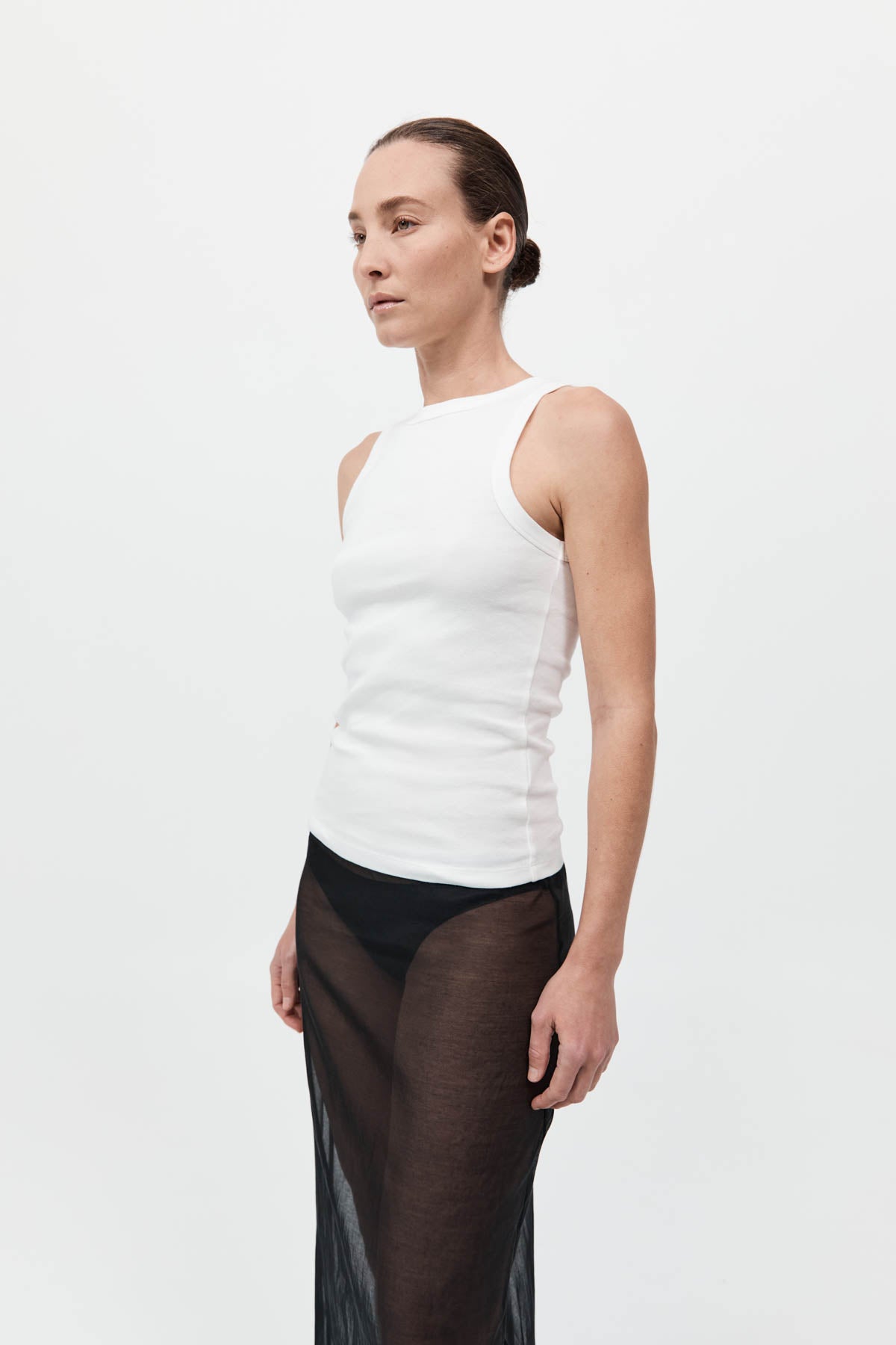 Sheer Leather Trim Skirt