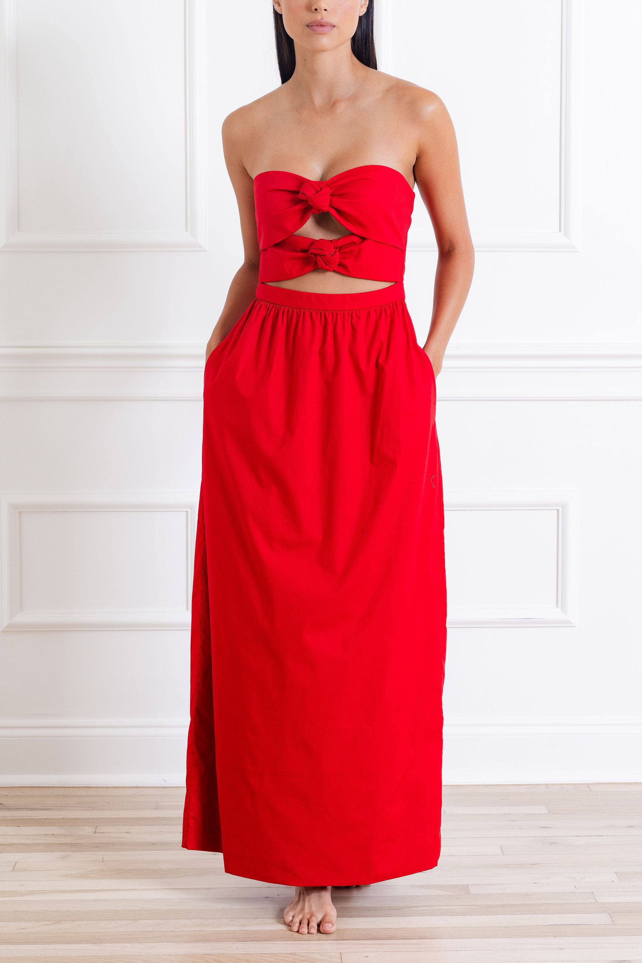 Solid Double-Knot Long Dress