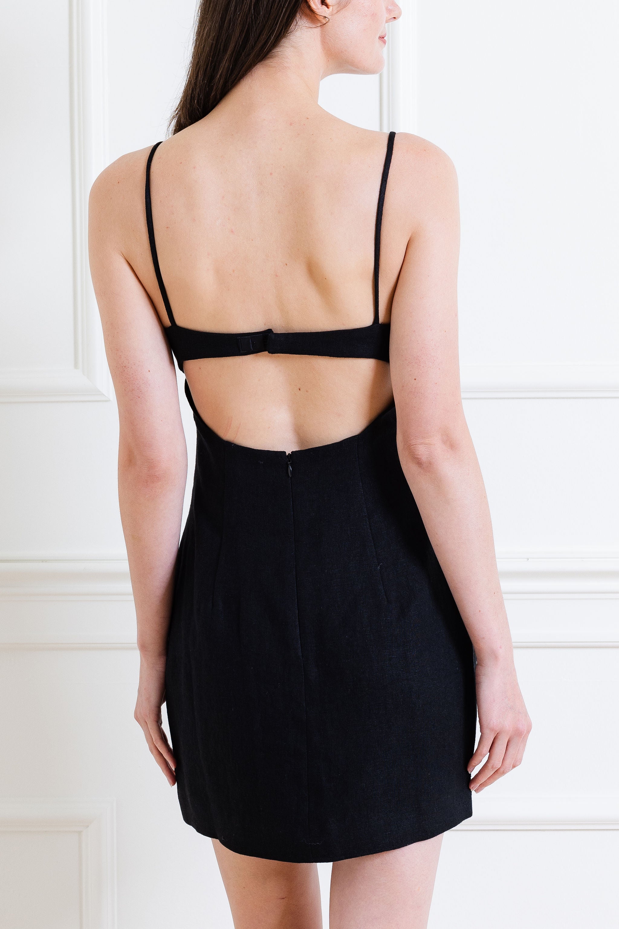 Linen Bra Black Mini Dress