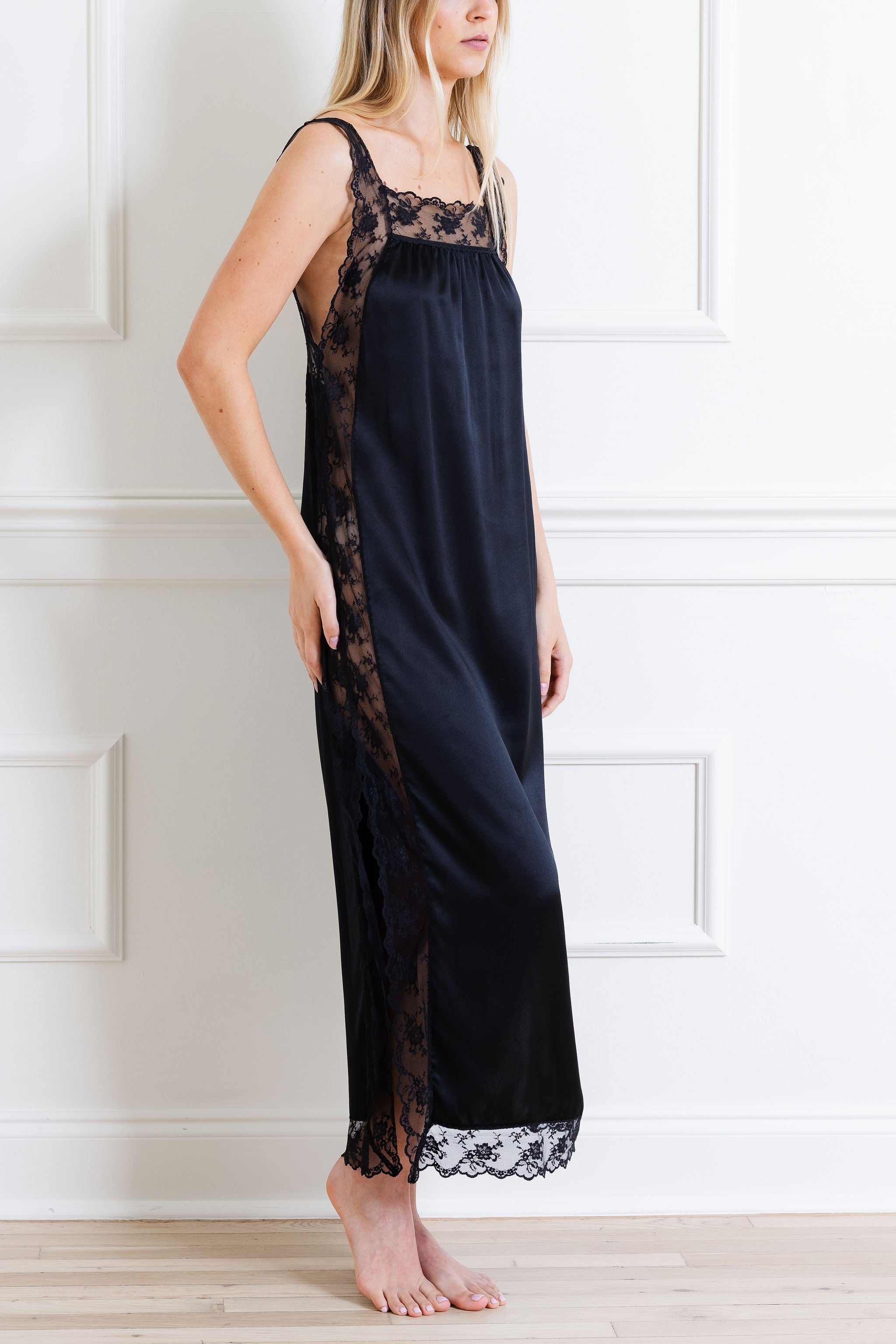 Aries Square Neck Lace Slip Dress