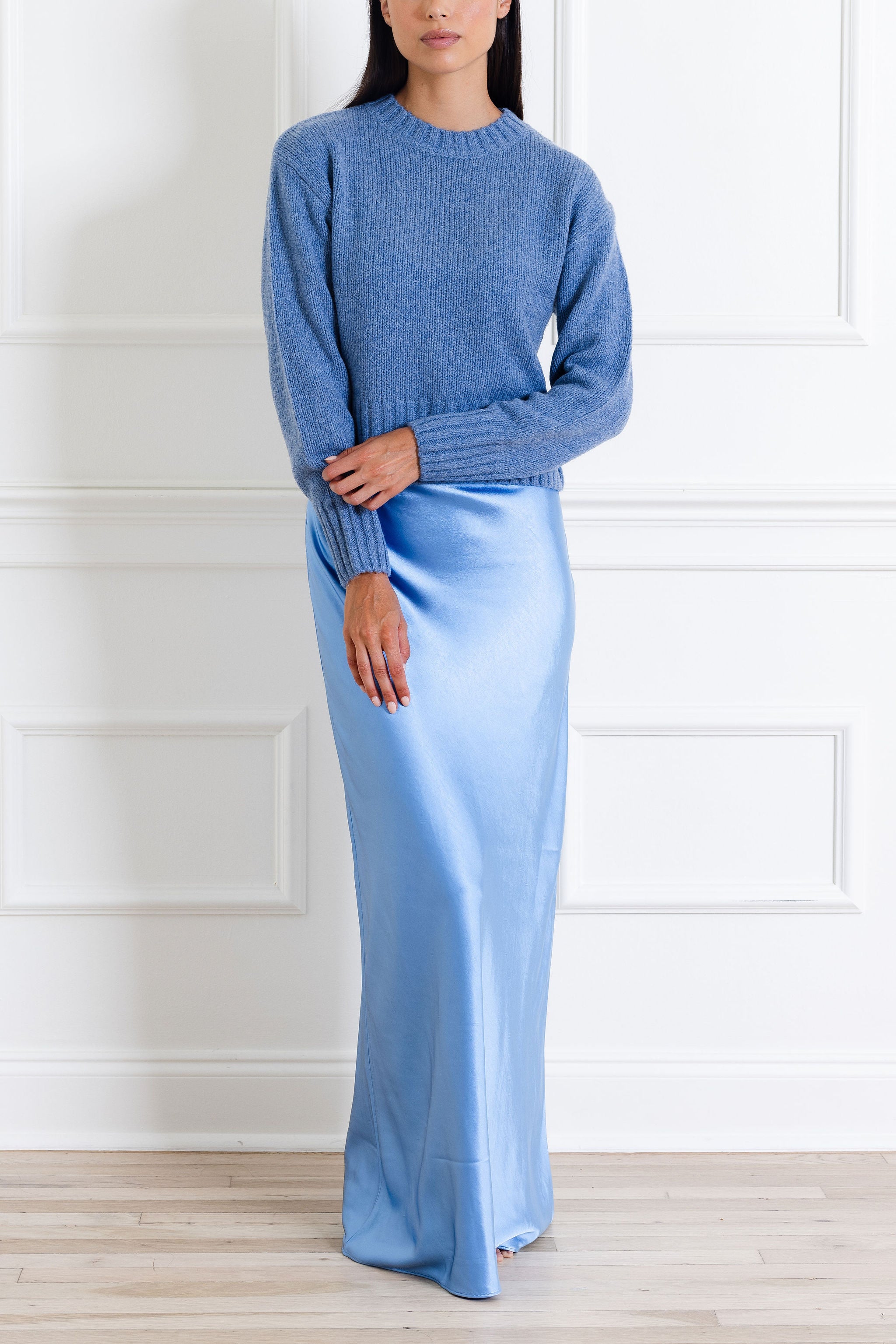 Wool Cashmere Blend Sweater Soft Blue