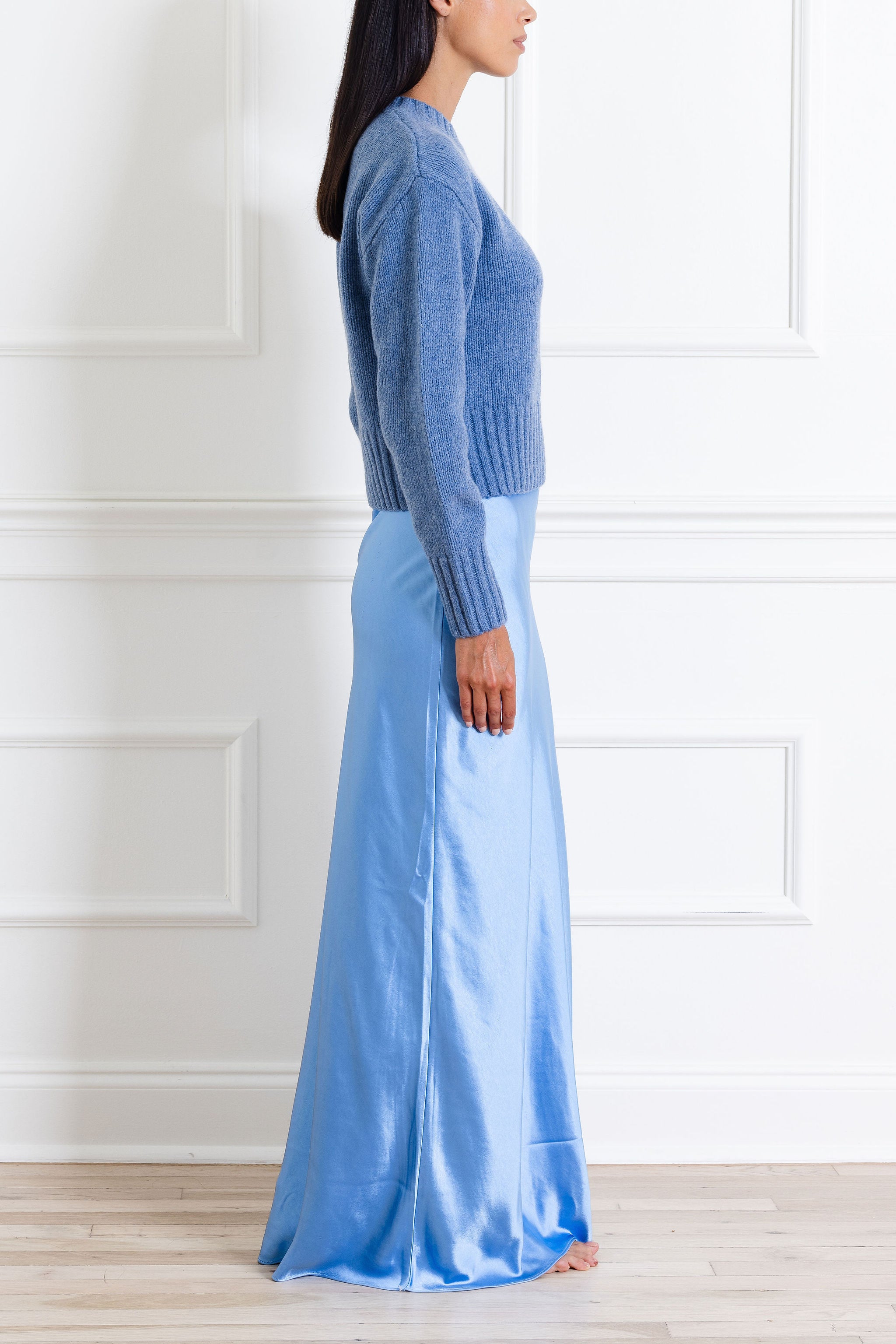 Wool Cashmere Blend Sweater Soft Blue