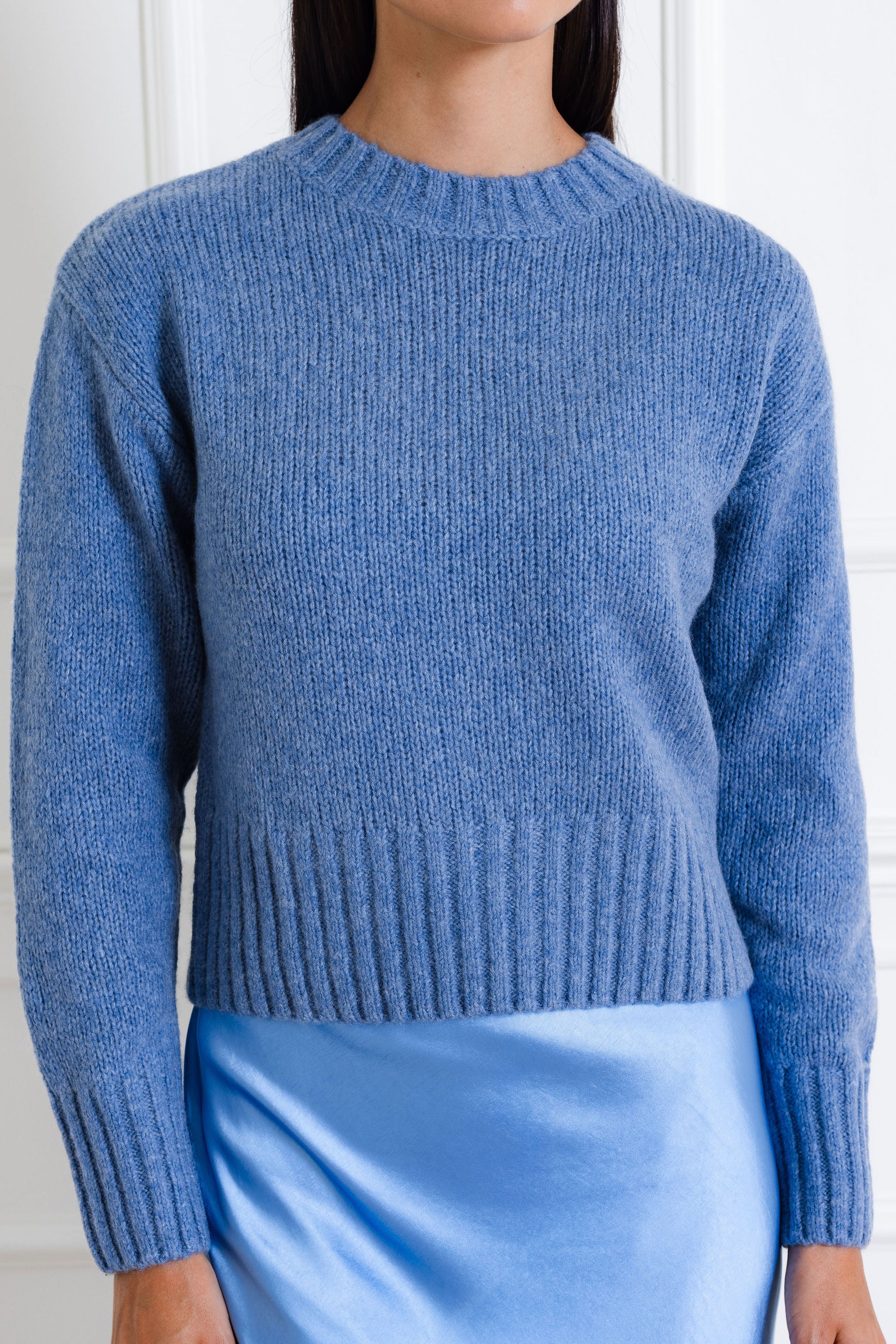 Wool Cashmere Blend Sweater Soft Blue