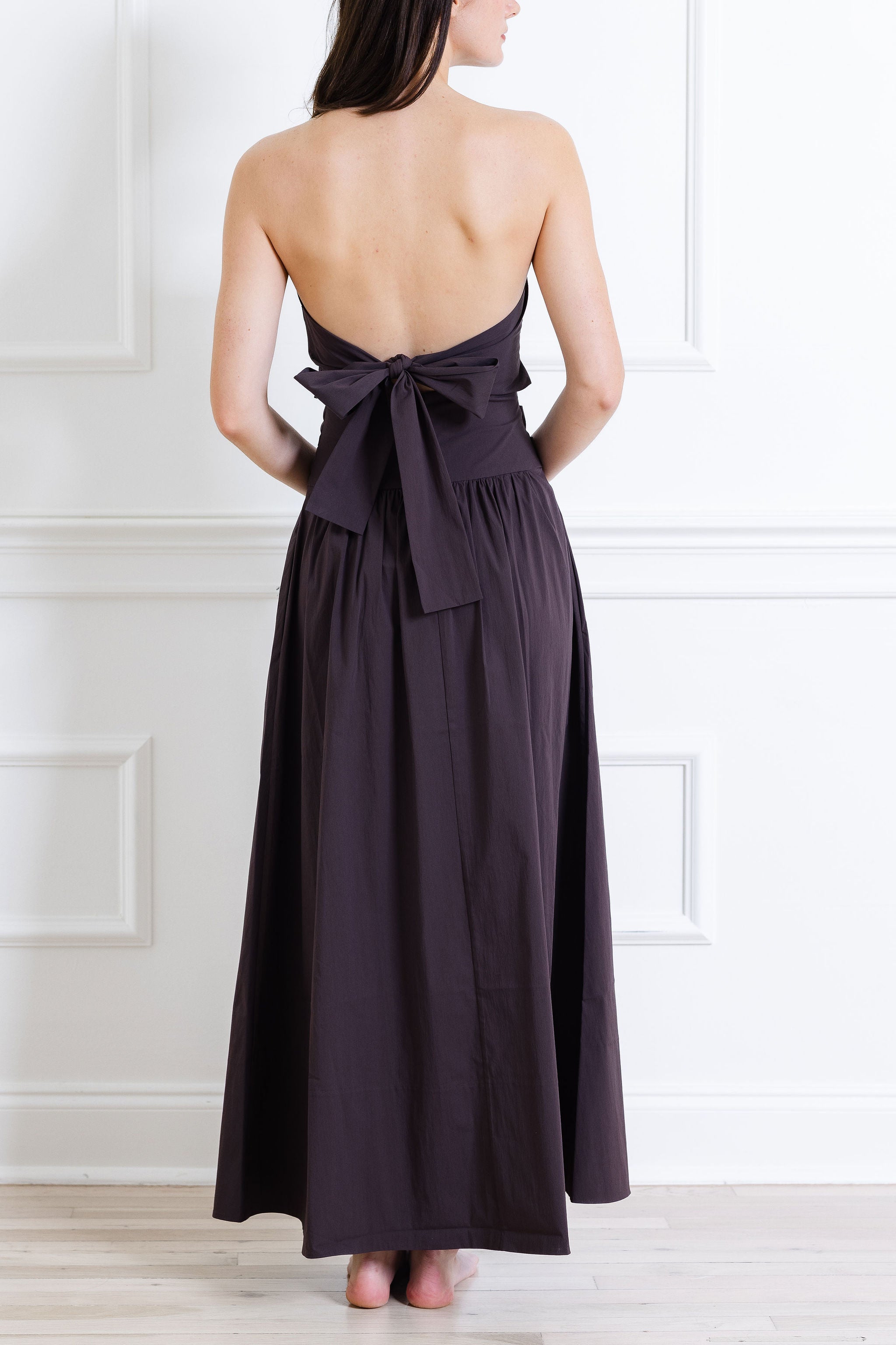 Gathered Strapless Tie Back Dress