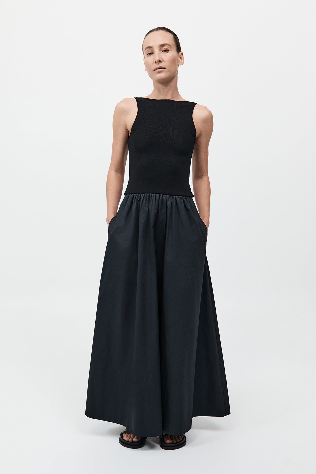 Bateau Cut Out Dress Black