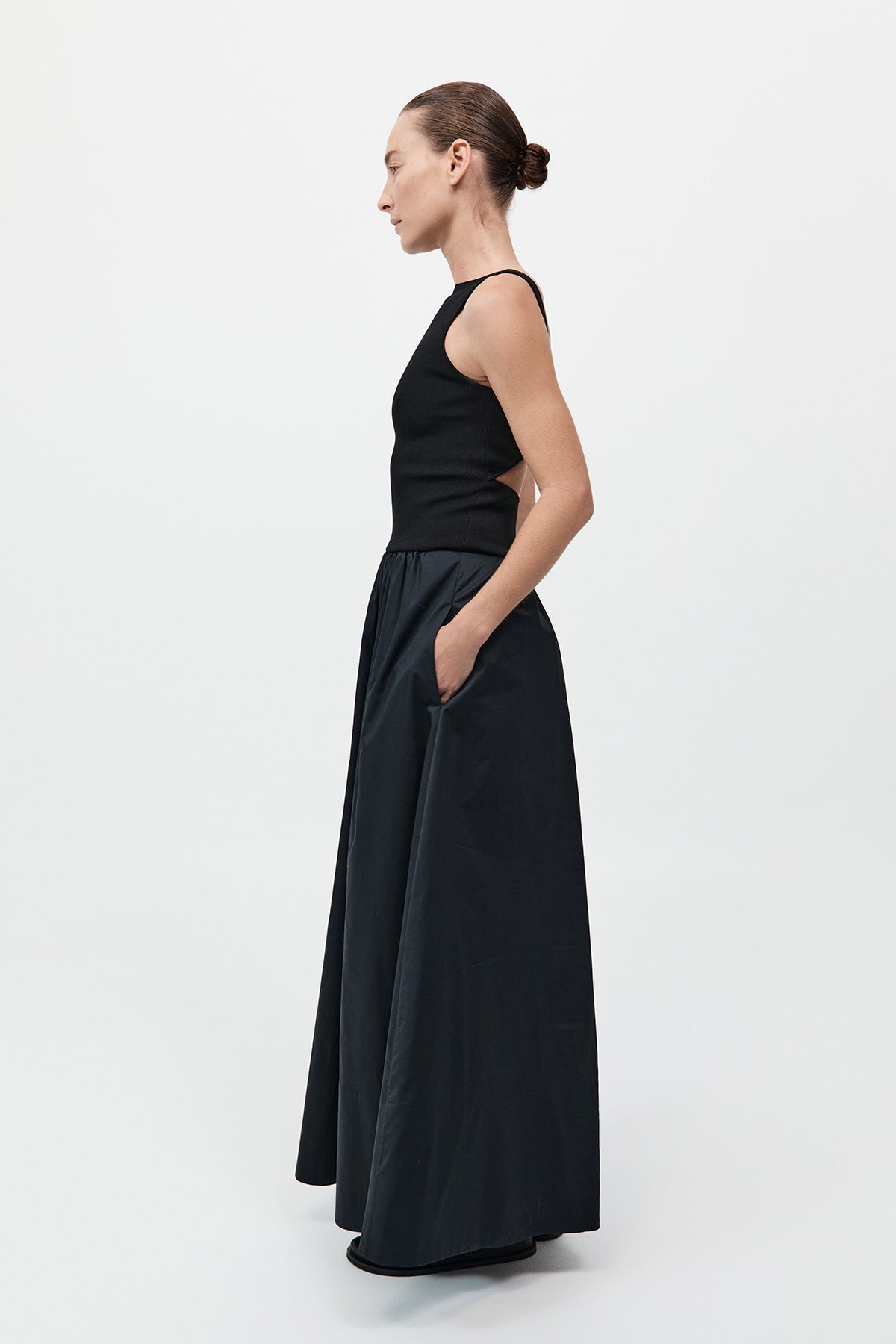 Bateau Cut Out Dress Black