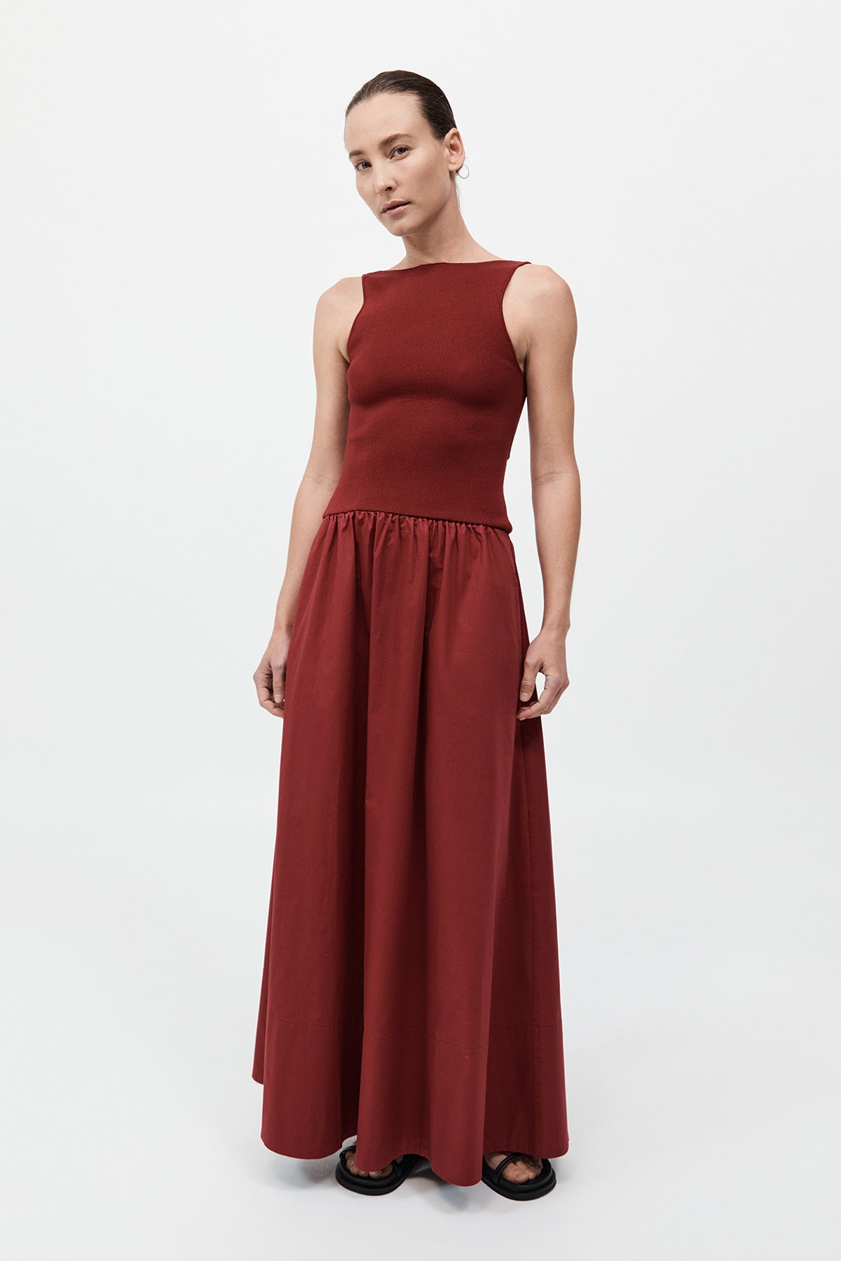 Bateau Cut Out Dress Berry