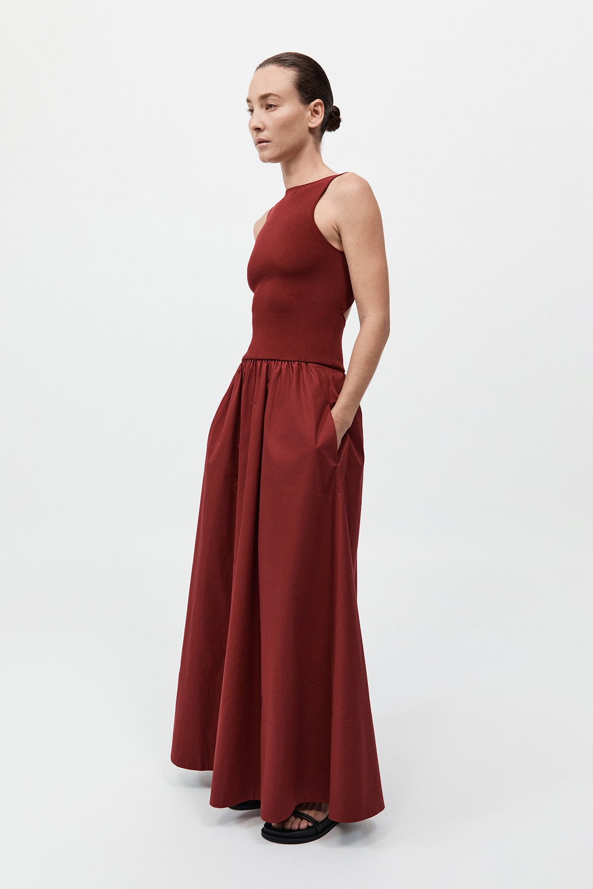 Bateau Cut Out Dress Berry