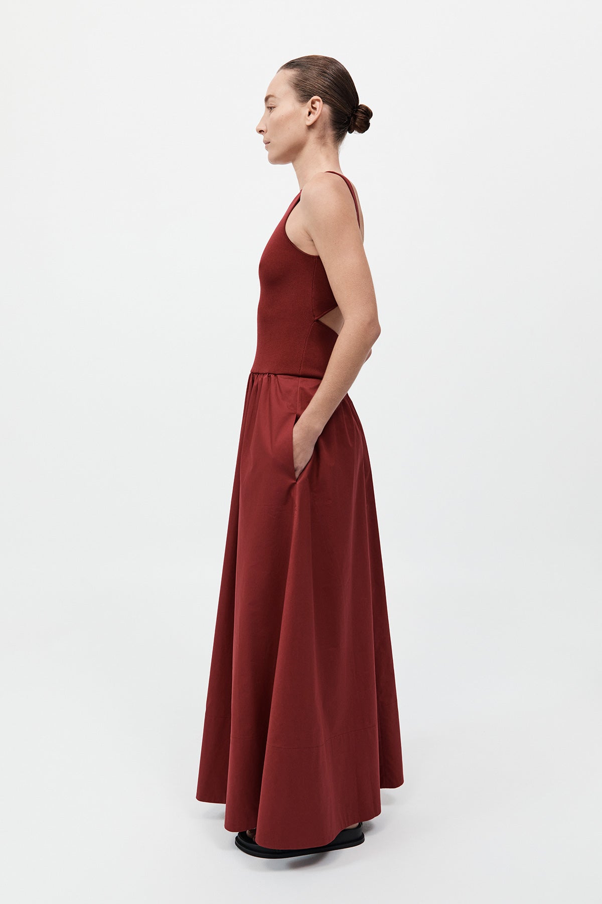 Bateau Cut Out Dress Berry