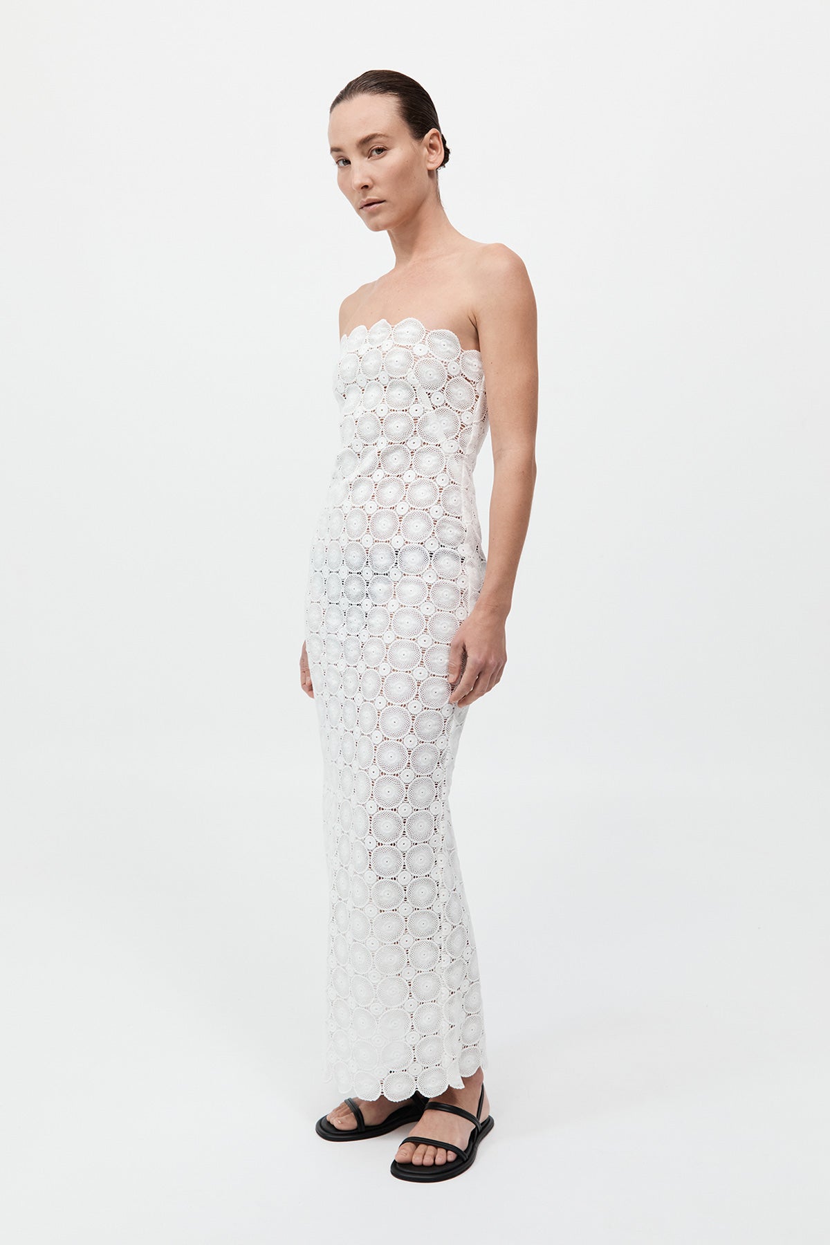 Doily Column Dress White
