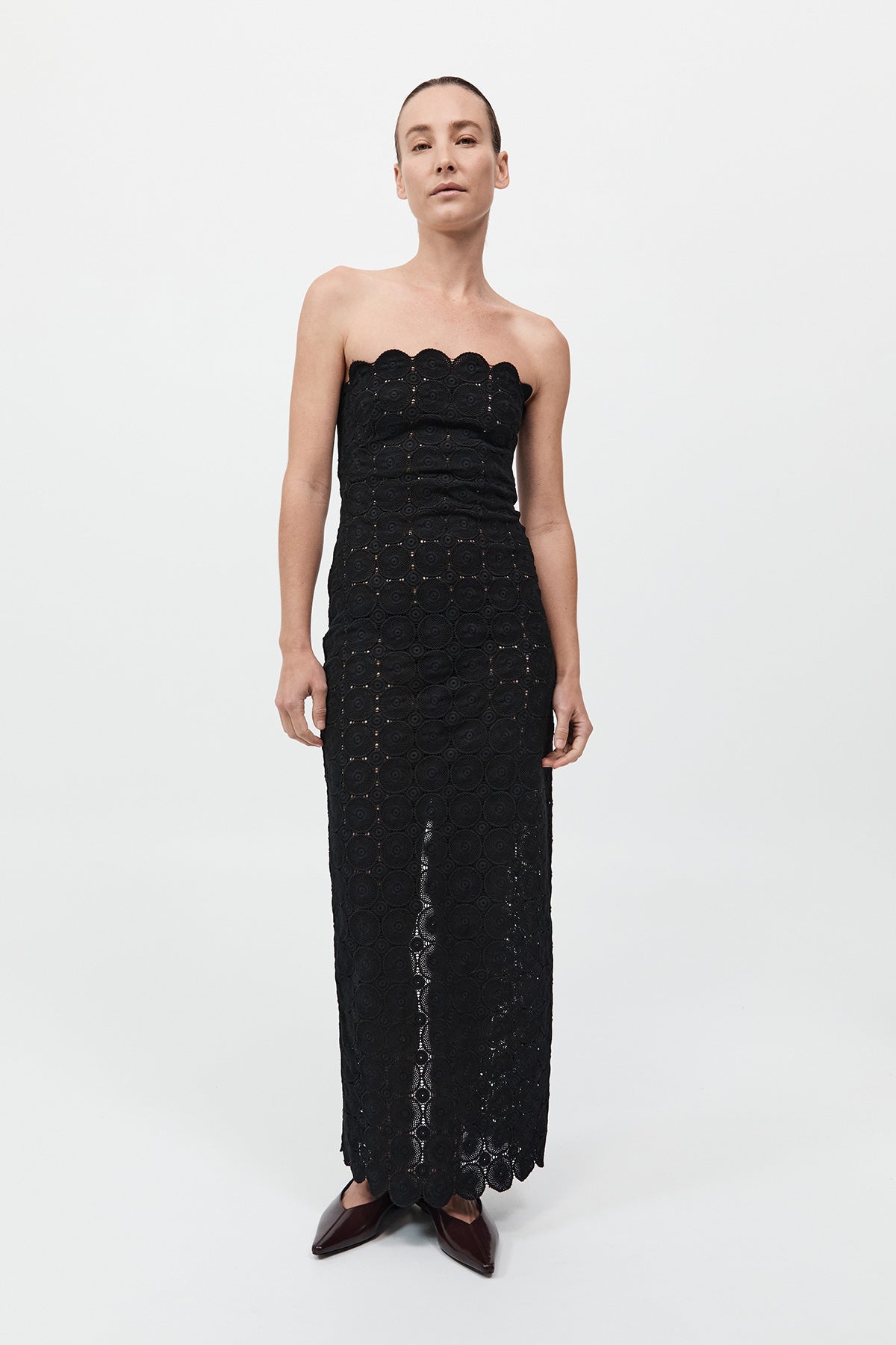 Doily Column Dress Black
