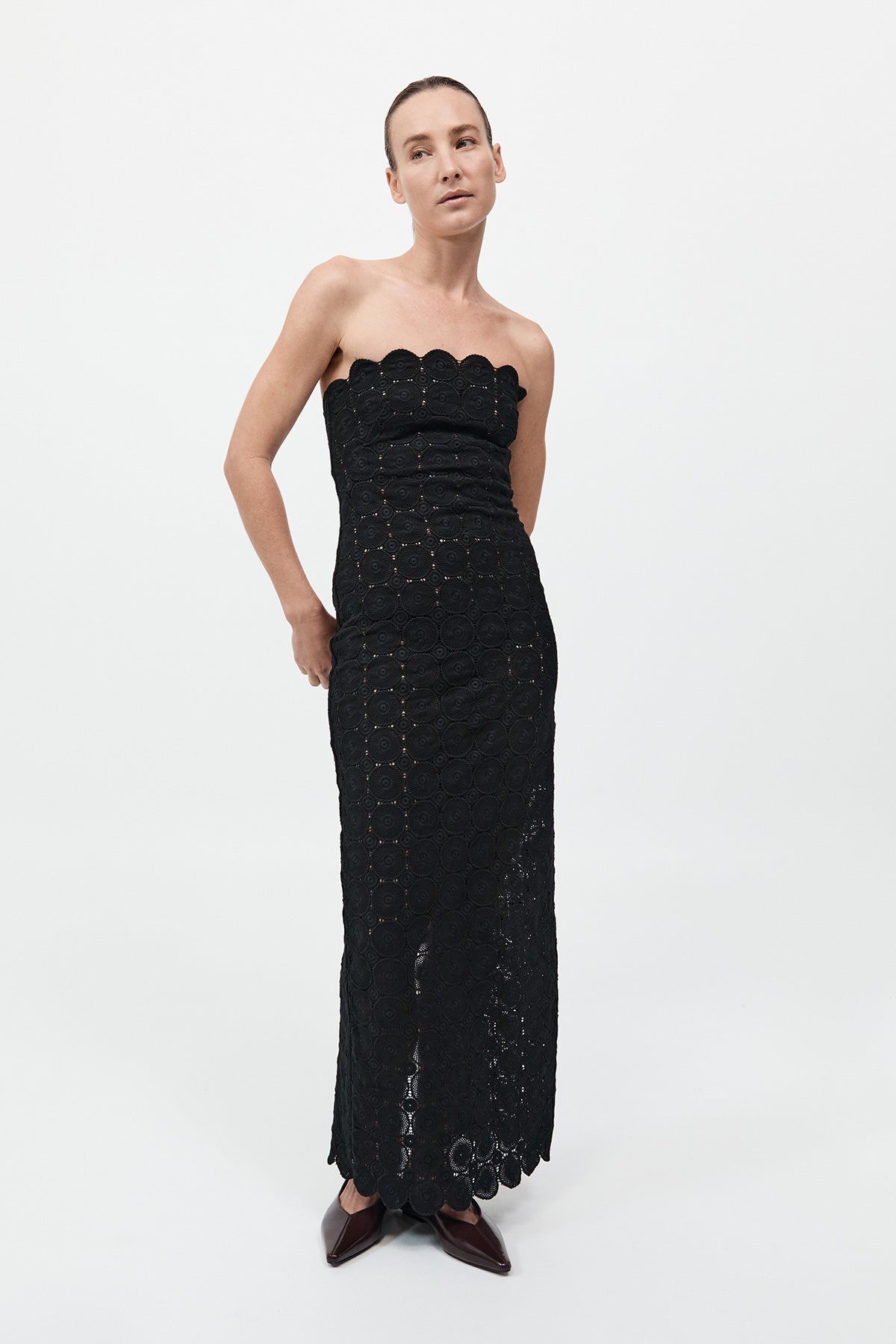 Doily Column Dress Black