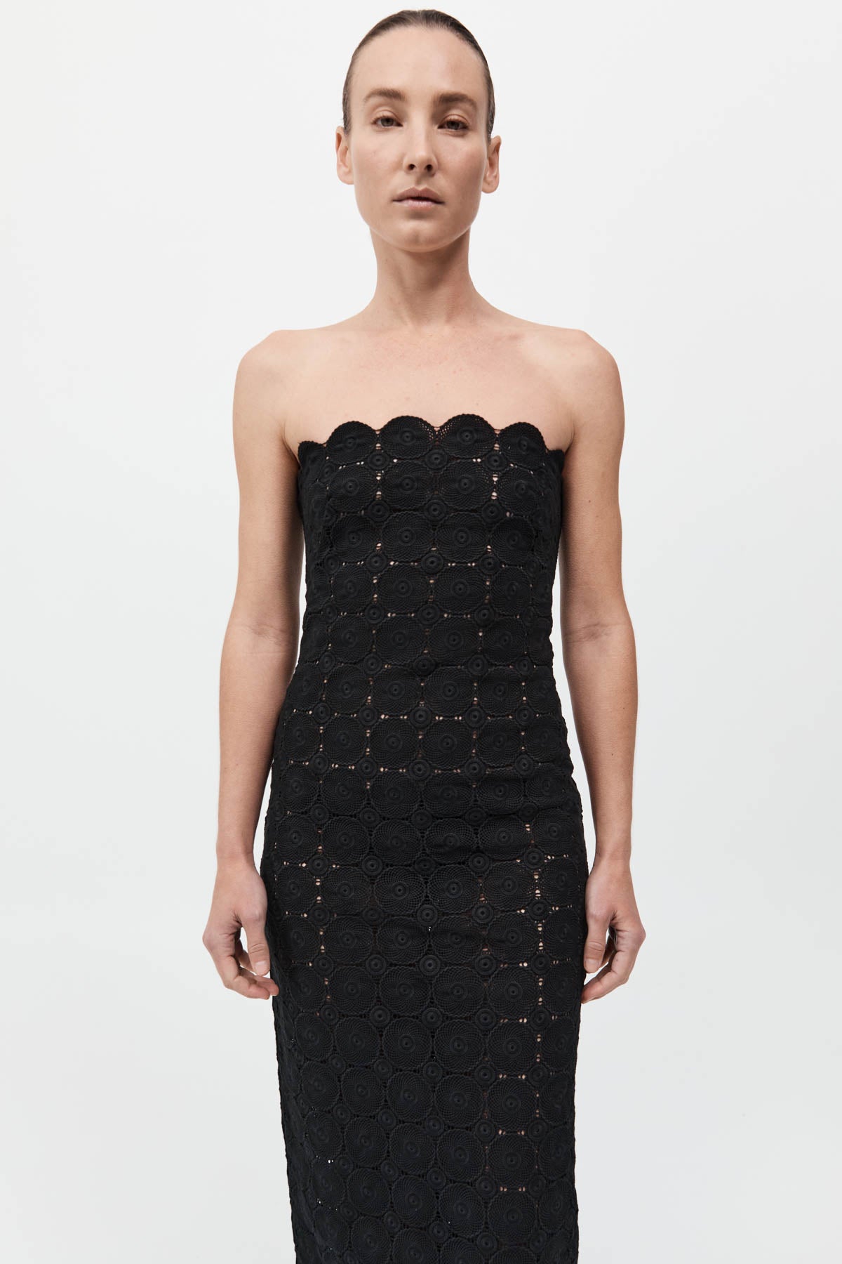 Doily Column Dress Black