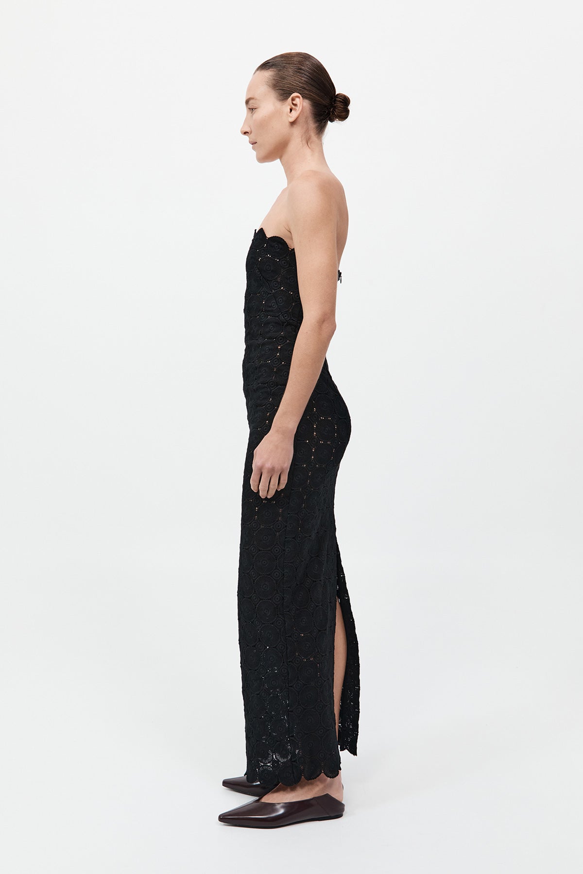 Doily Column Dress Black