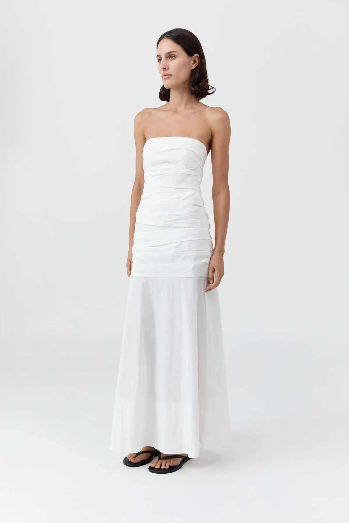 Gathered Strapless Longline Dress