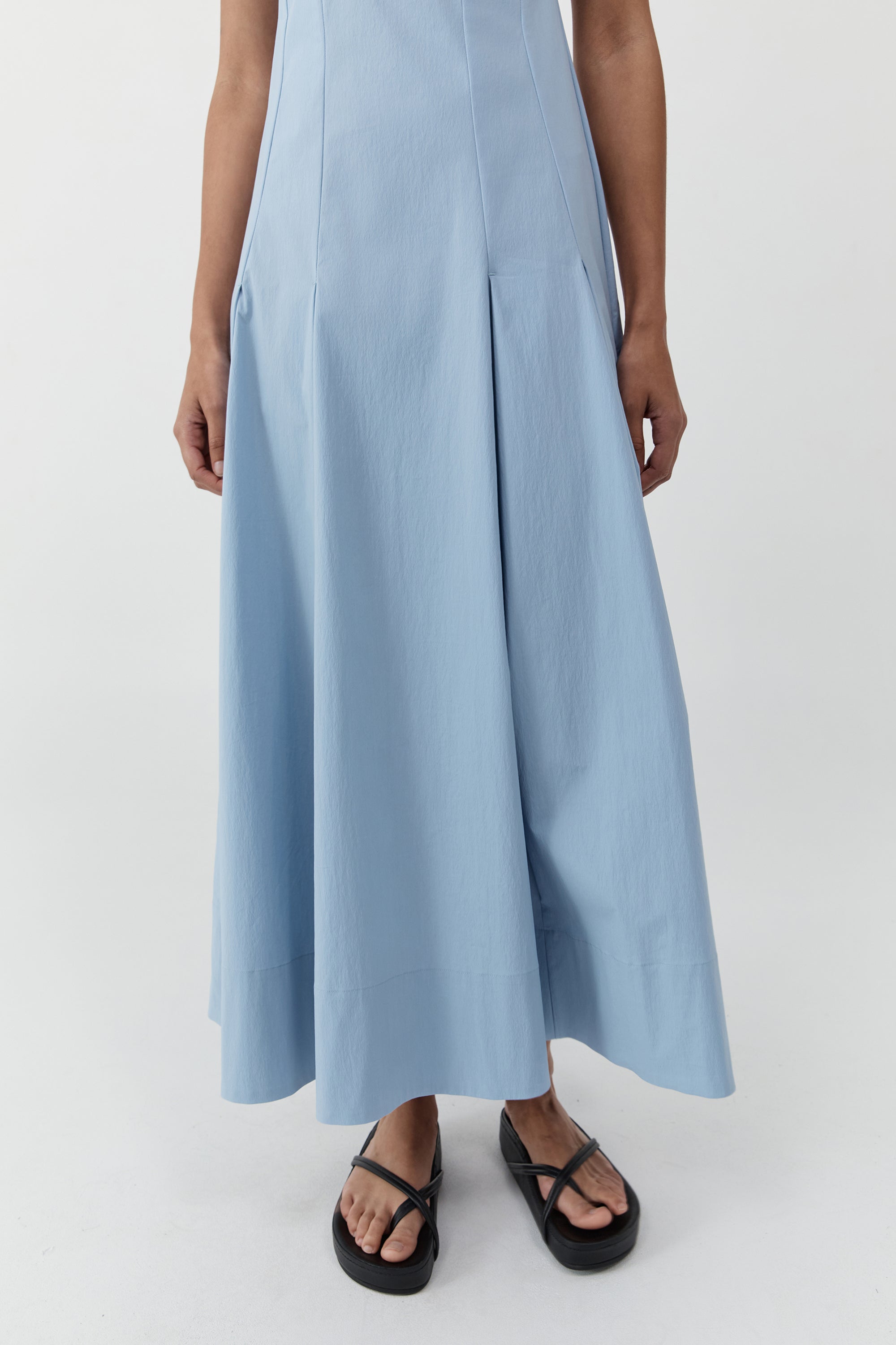 Everyday Cotton Pleat Dress Sky