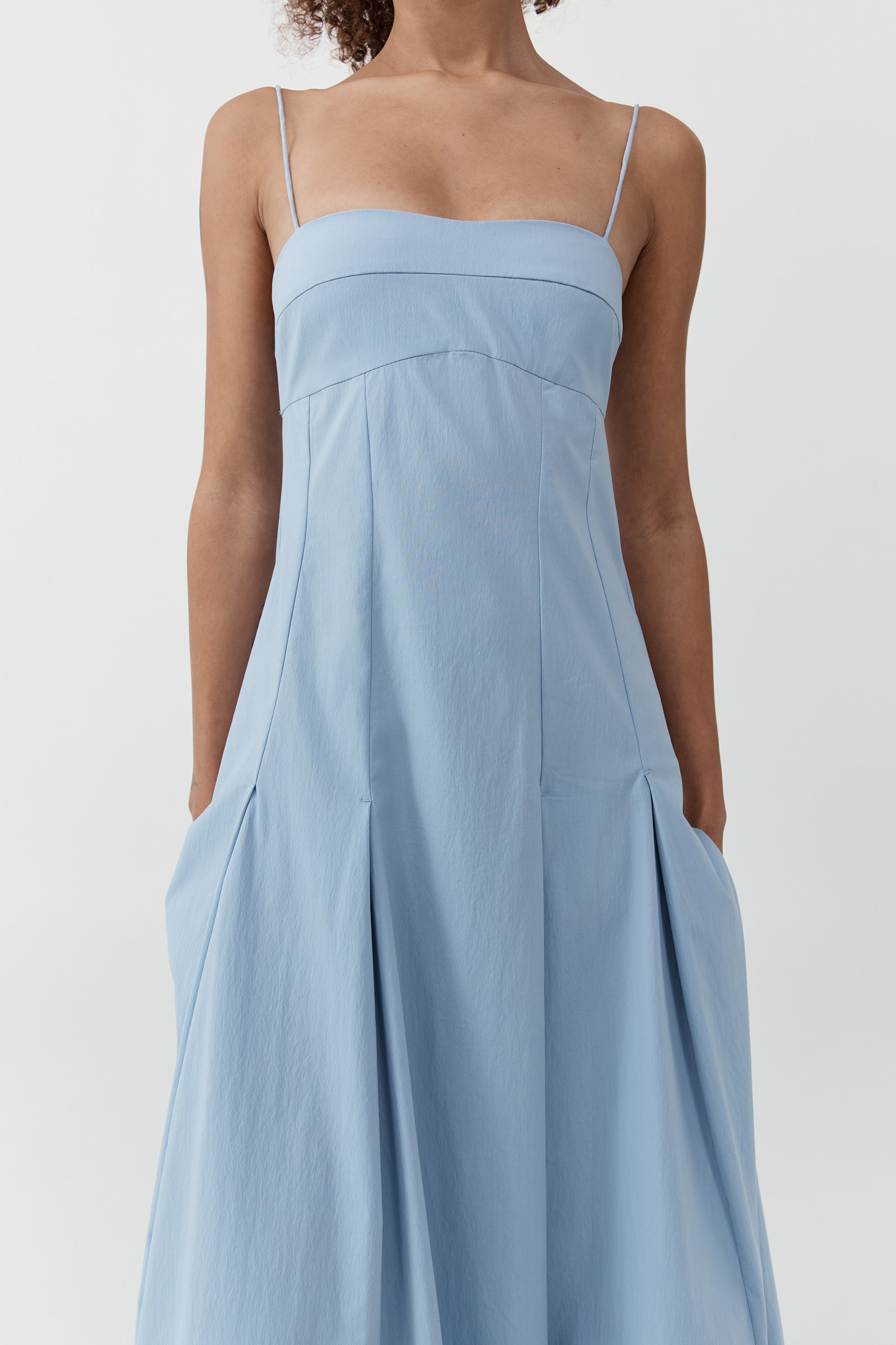 Everyday Cotton Pleat Dress Sky