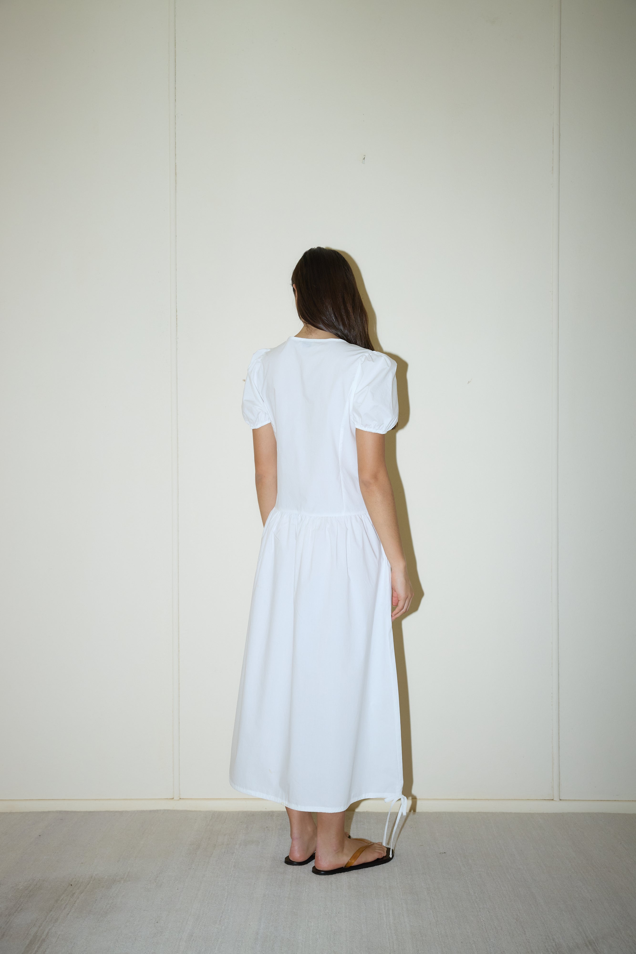 Draw Hem Dress White