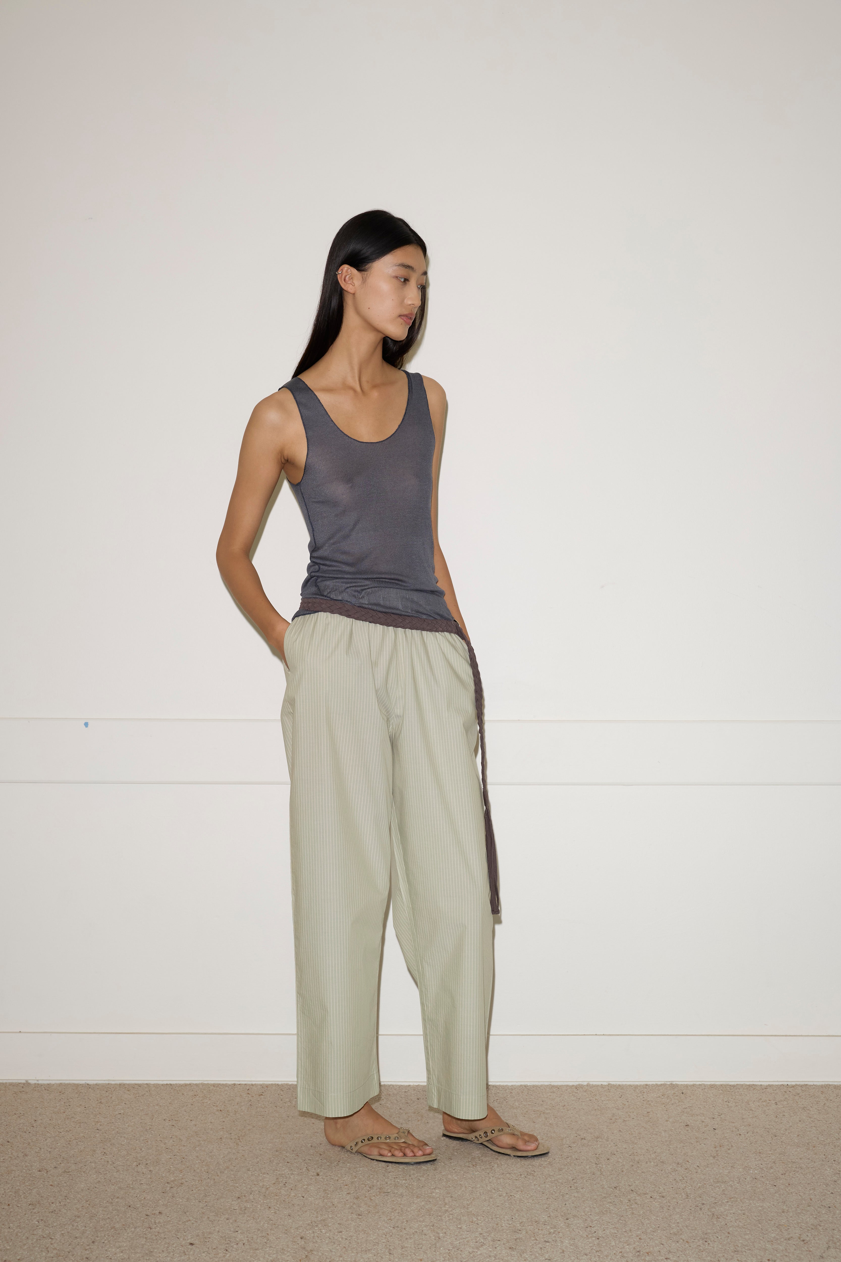 Ease Trouser Pistachio Stripe