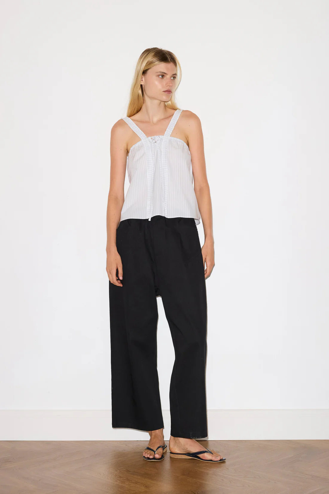 Linen Square Pocket Pant Black