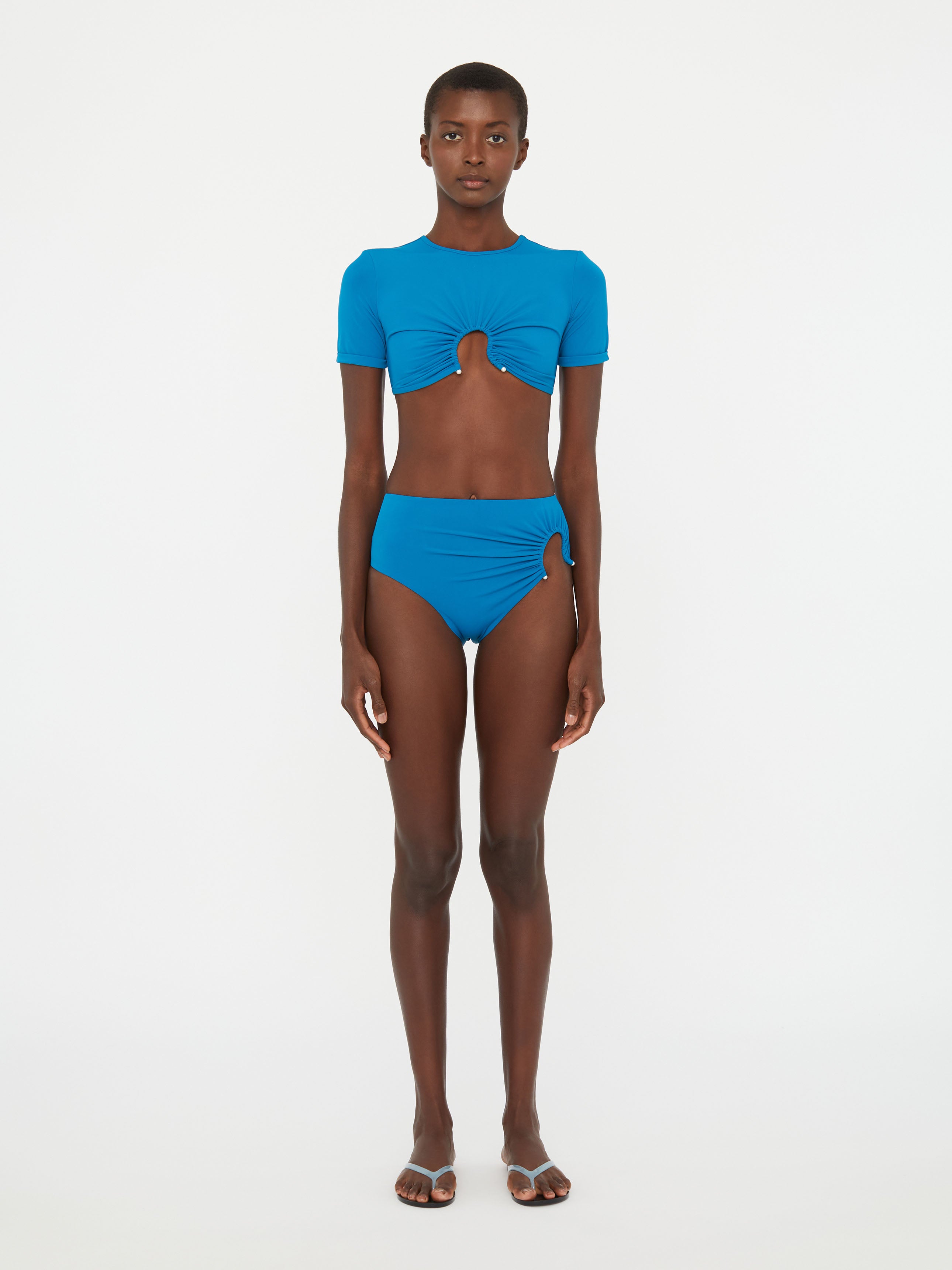 Ruched Crescent Swim Tee