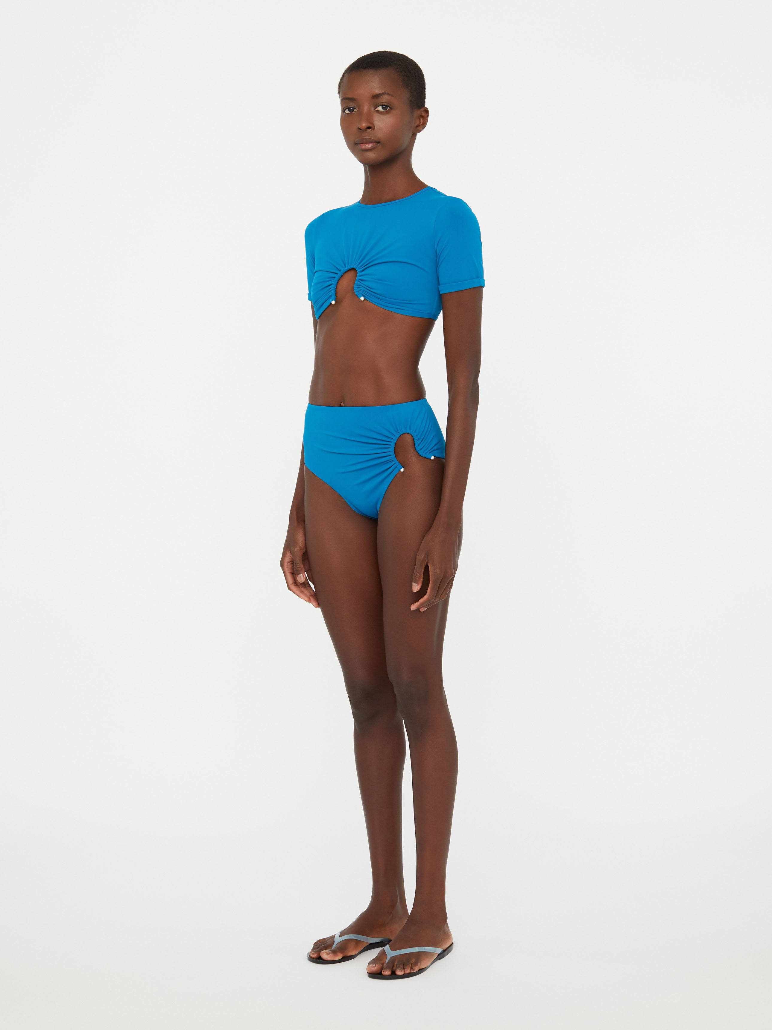 Ruched Crescent Swim Tee