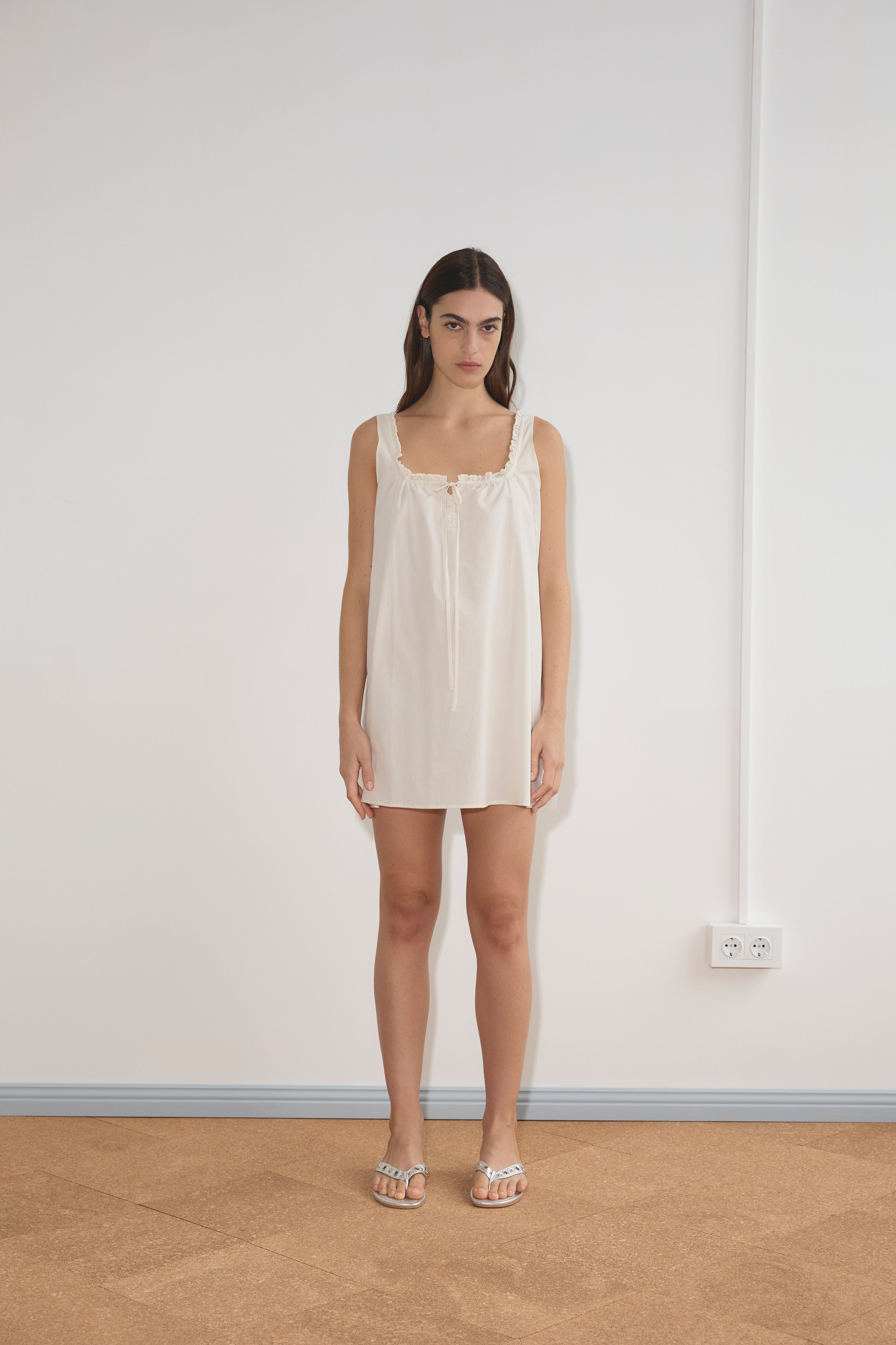 Button Frill Mini Dress