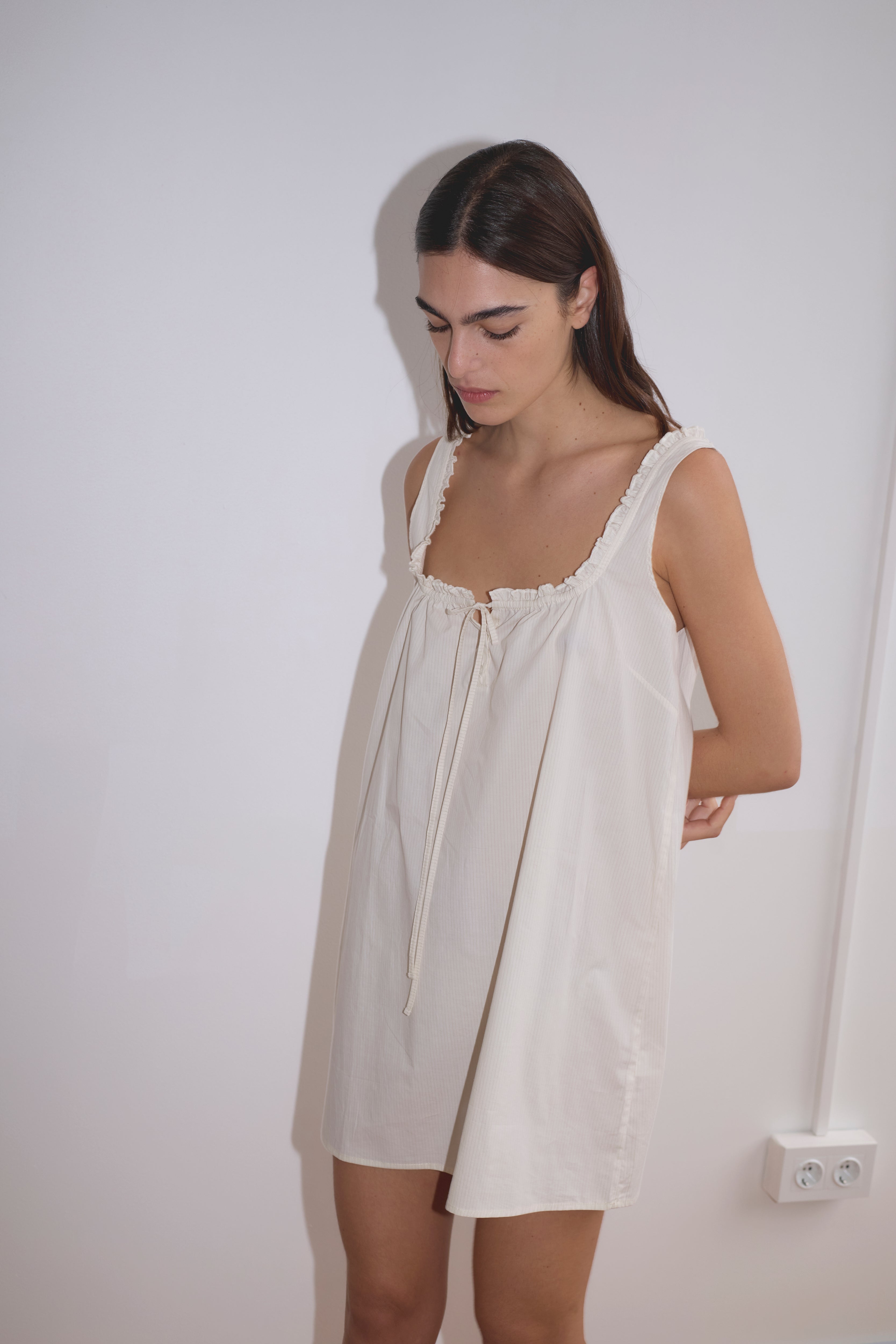 Button Frill Mini Dress