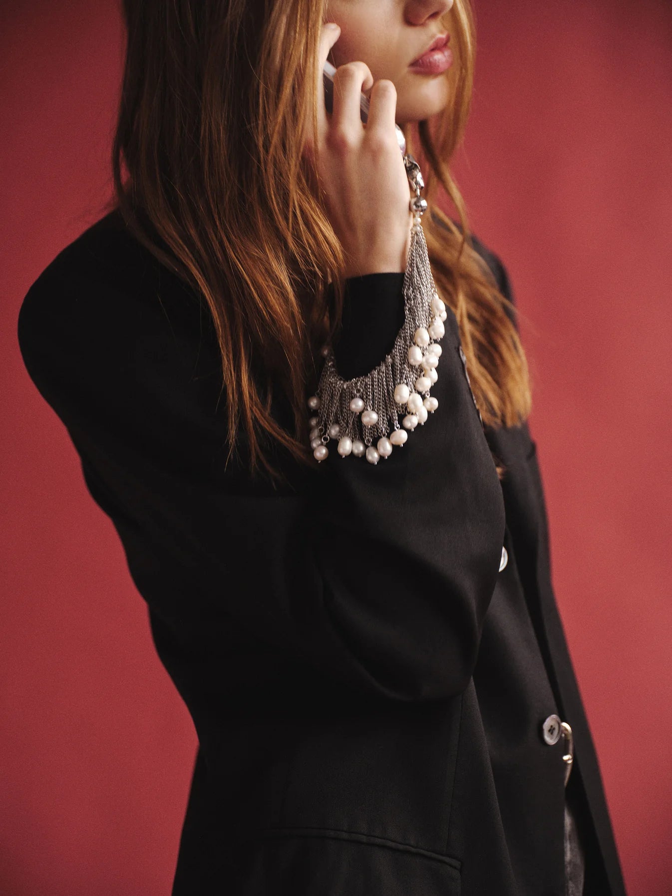 Pearl Chain Drop Wristlet