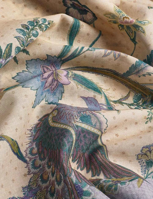 Printed Cotton Pareo Cream Scarf Floral