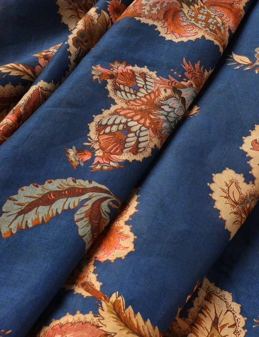 Printed Cotton Pareo Navy Jacobean