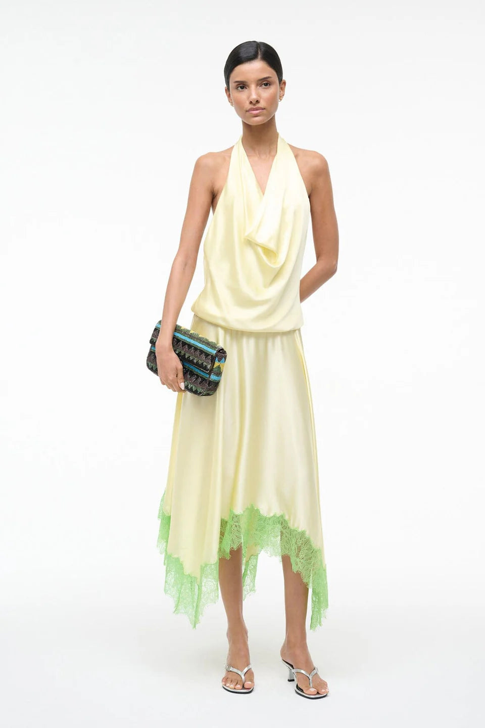 Elira Silk Dress Key Lime Sprout
