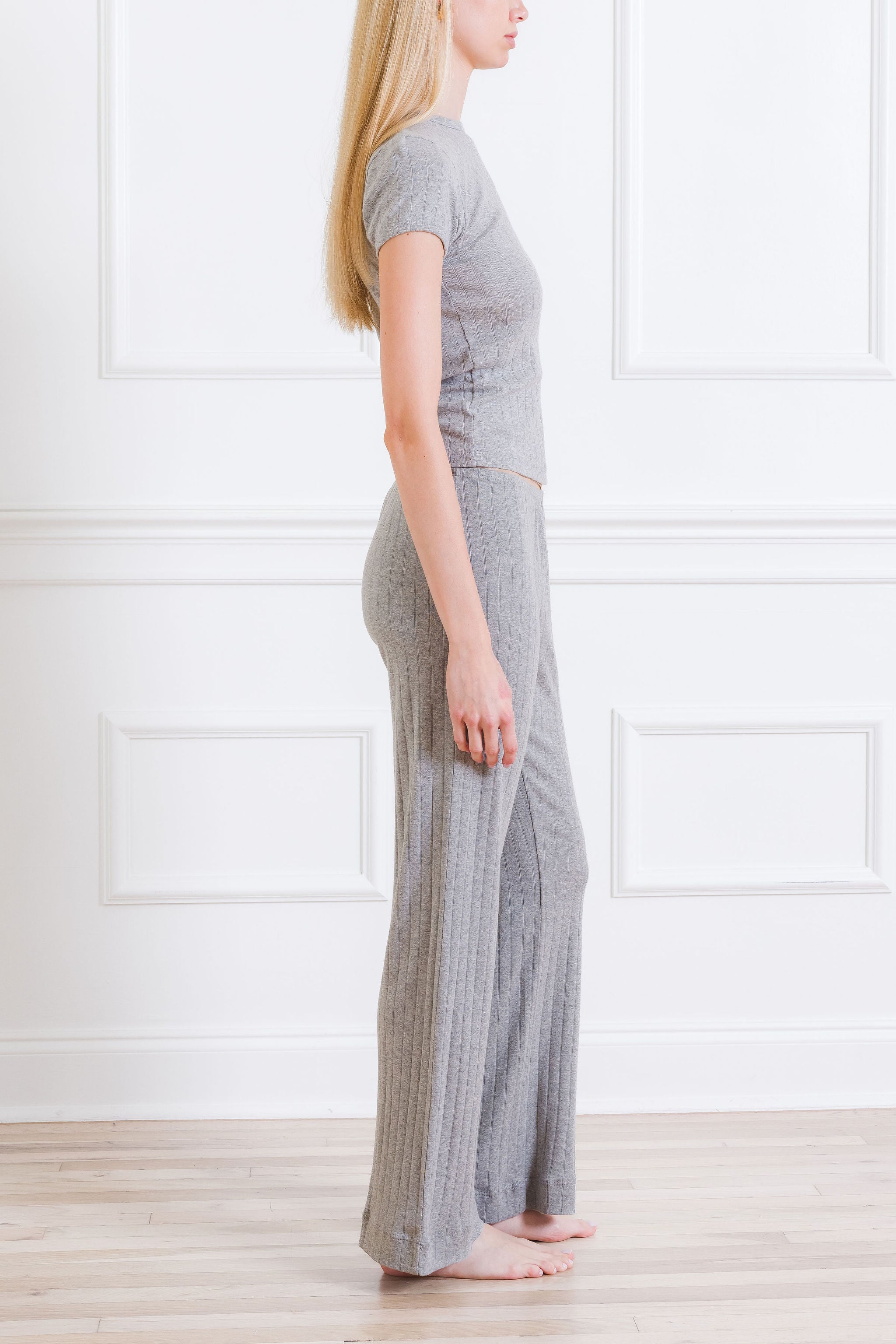 The Pointelle Baby Tee Heather Grey