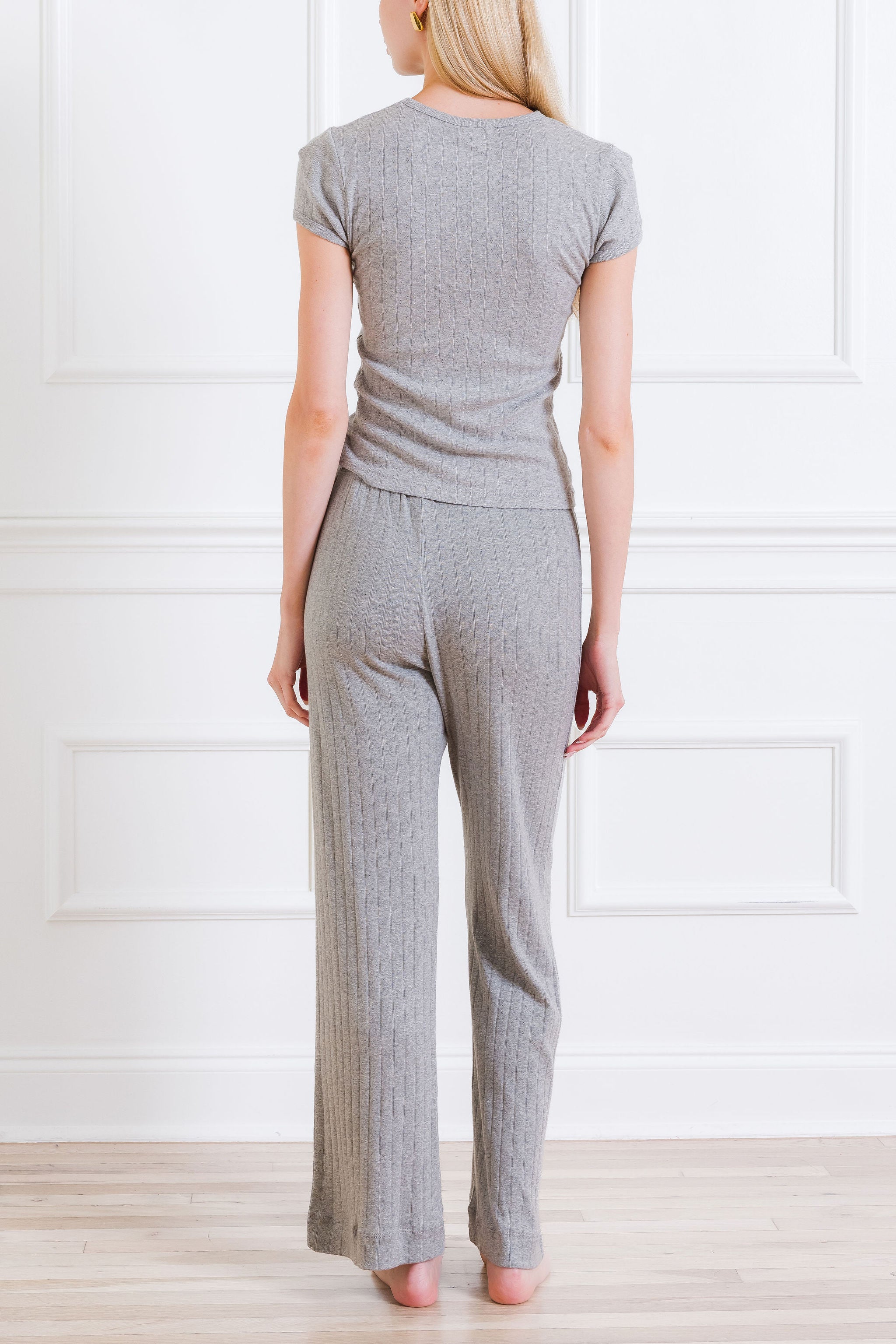 The Pointelle Baby Tee Heather Grey