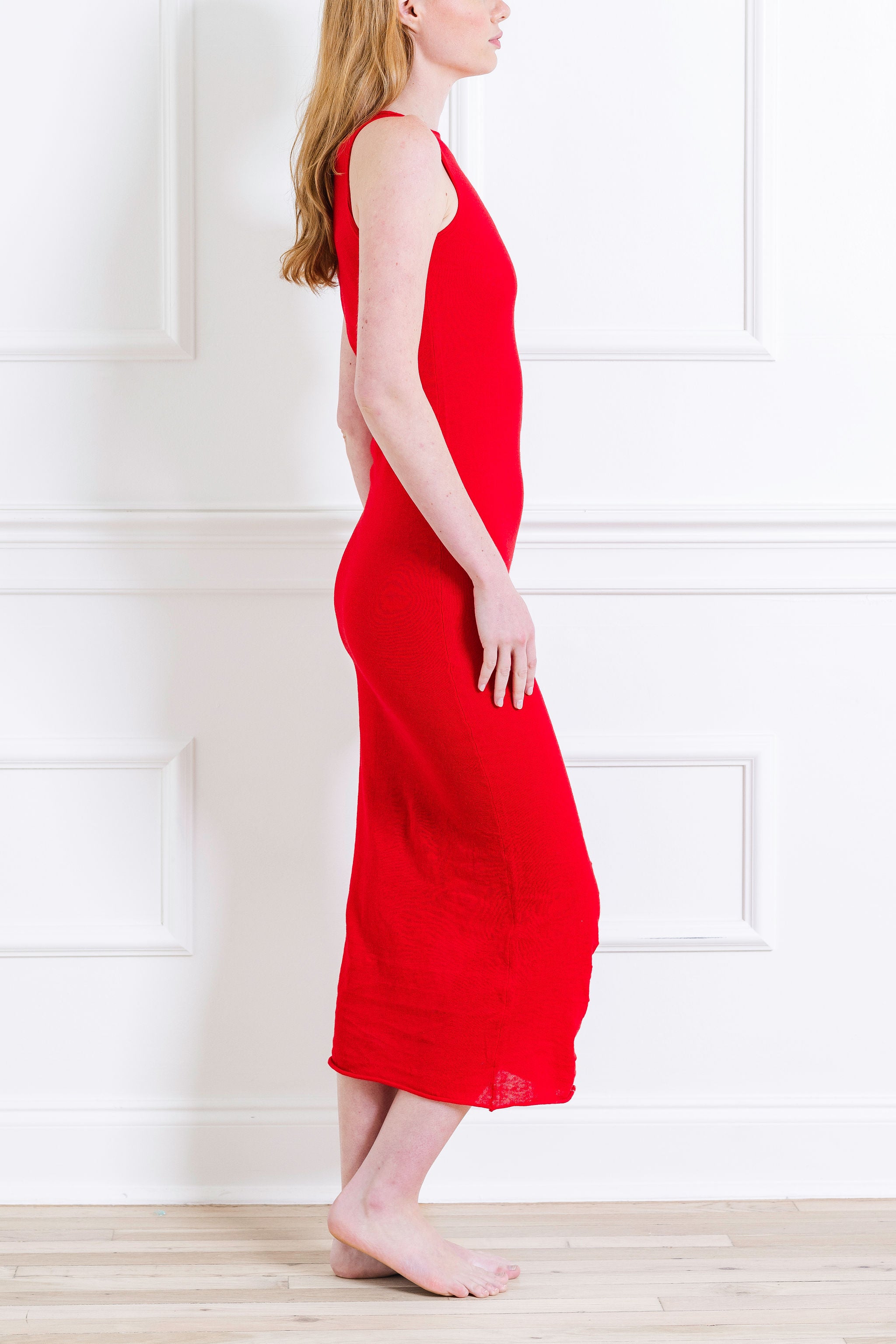 Red Contrast Knit Dress