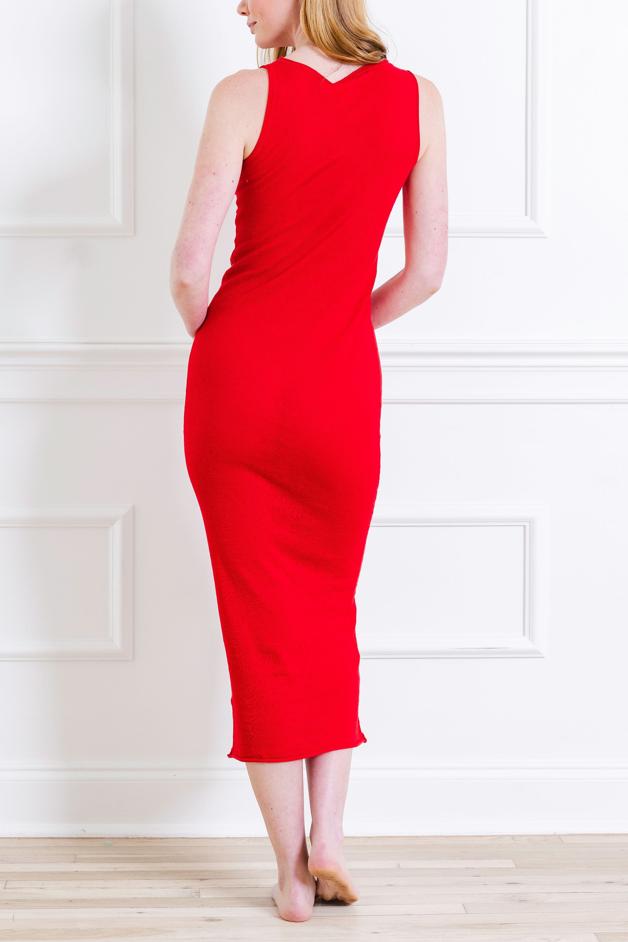 Red Contrast Knit Dress