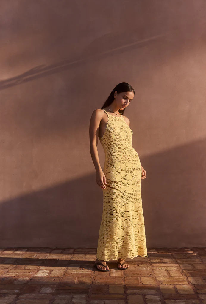 luca maxi dress Luca Yellow Mesh Maxi Dress - US 8