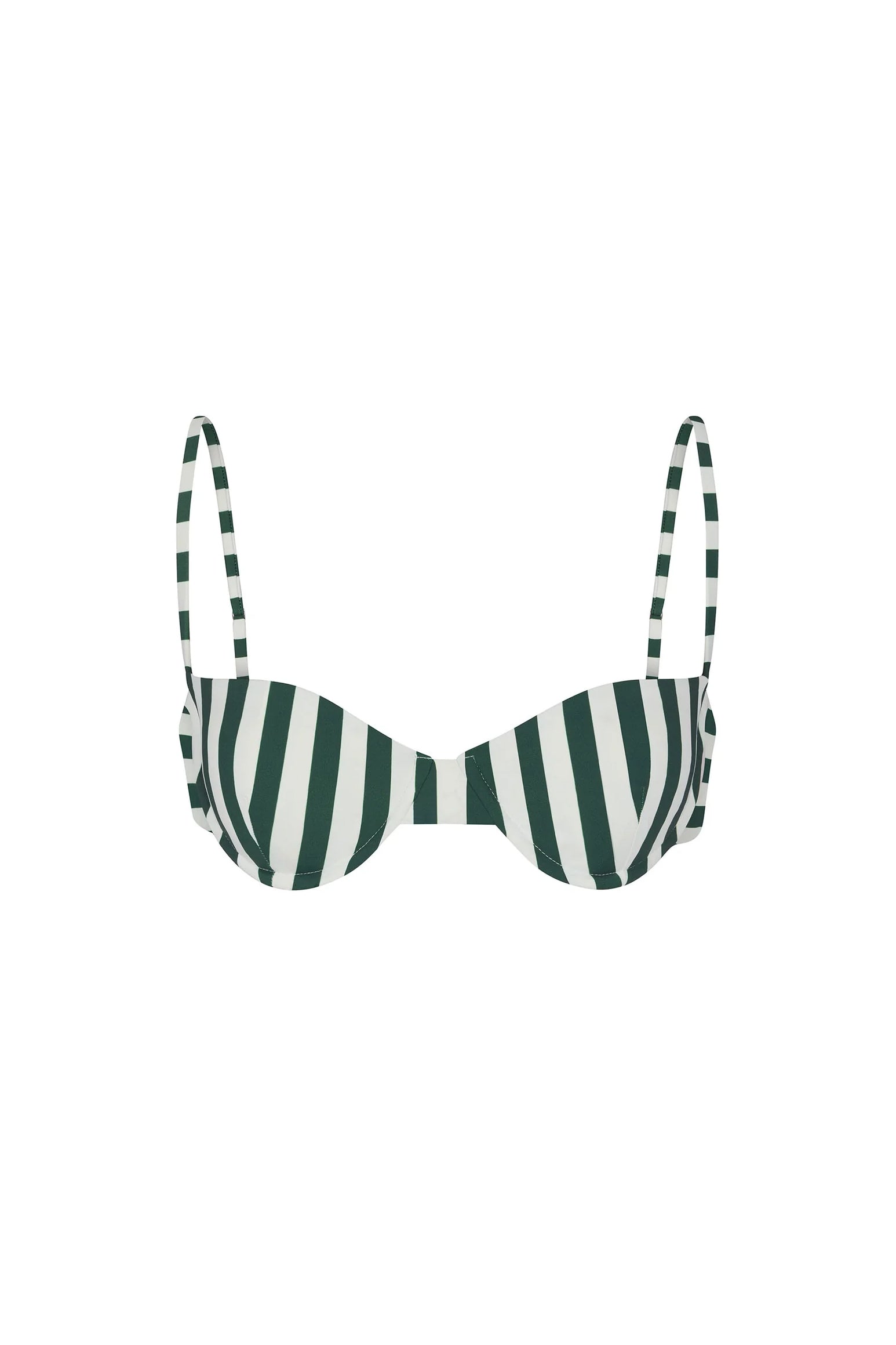 Green Stripe Balconette Underwire Bikini Top