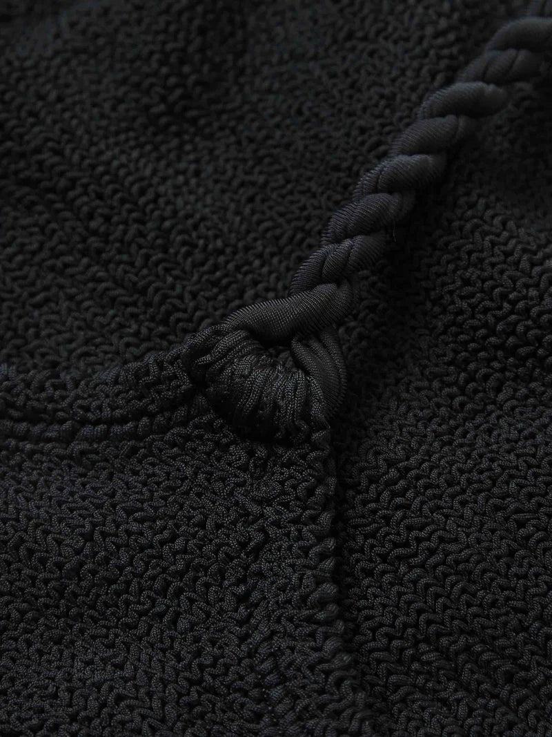 Camille Seersucker One Piece Swimsuit Black