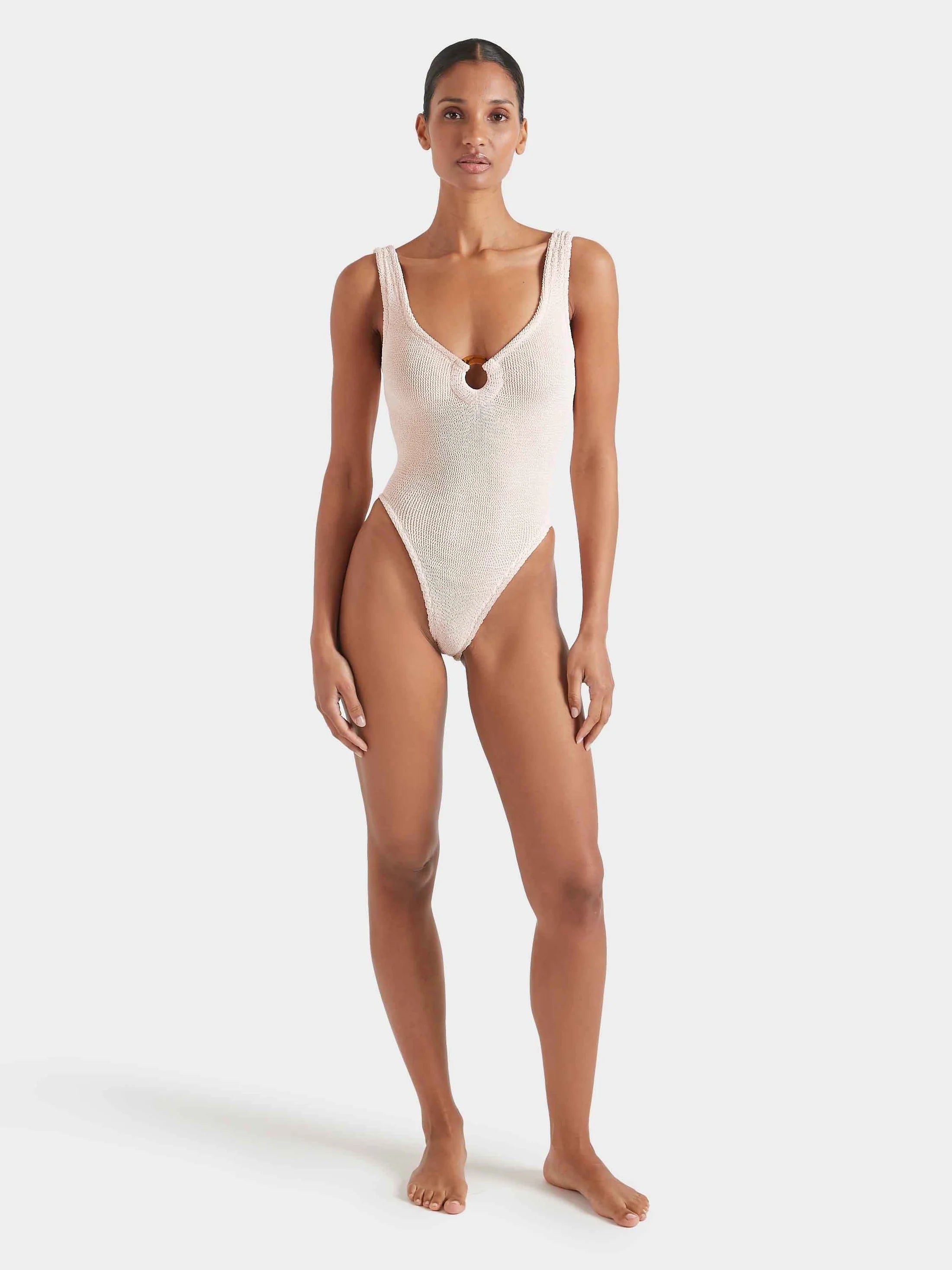 Celine Seersucker One Piece Swimsuit Blush