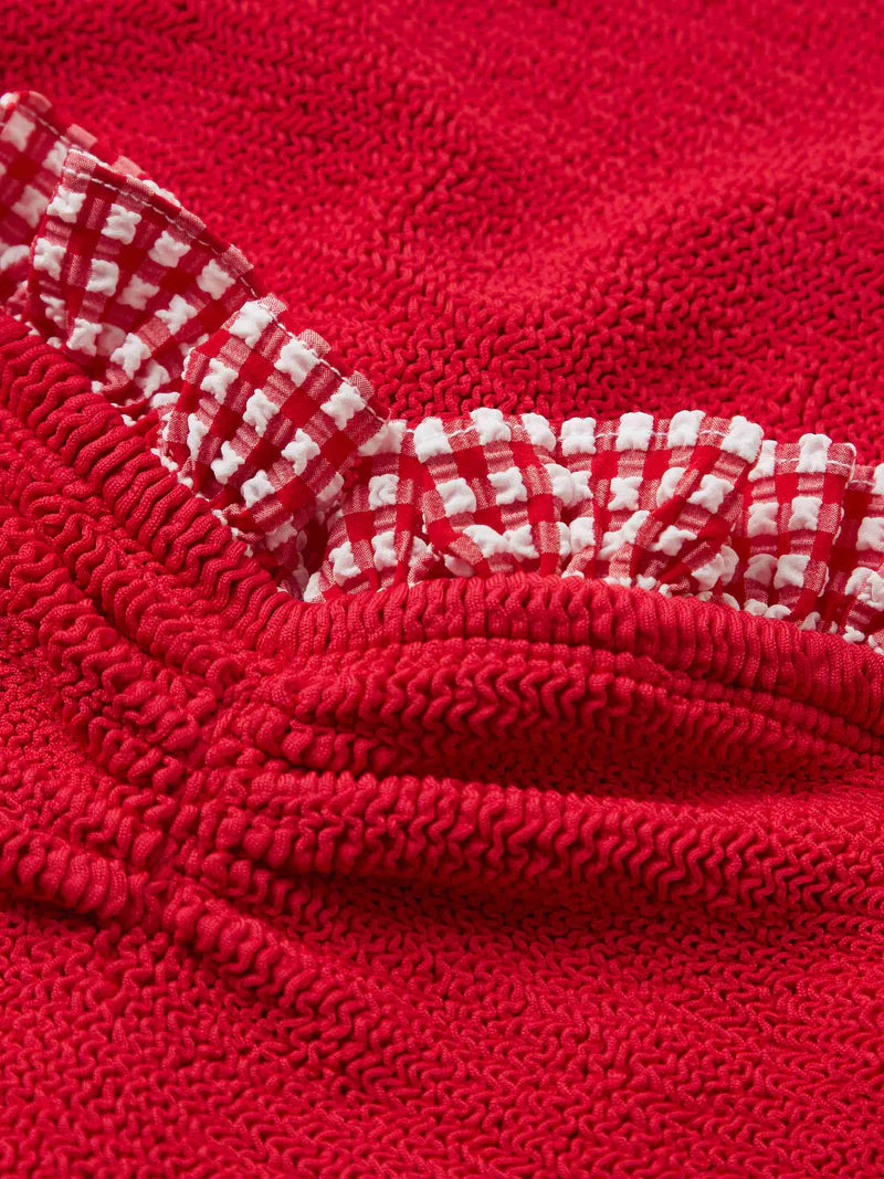Dolly Seersucker One Piece Swimsuit Red Gingham