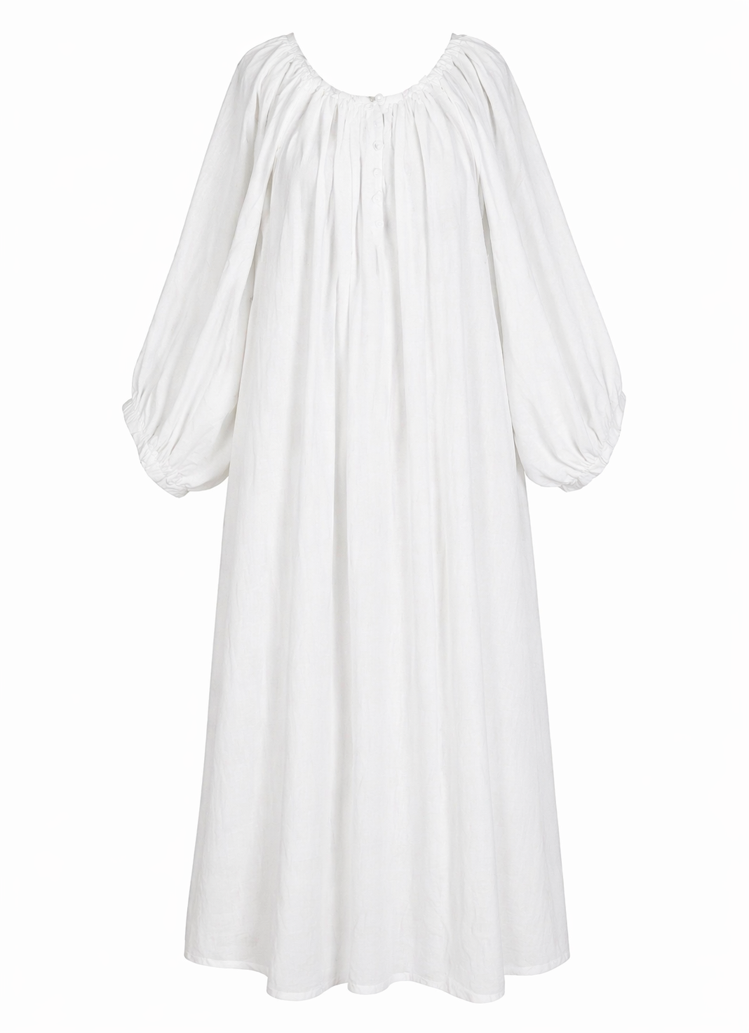 white shirred maxi dress White Shirred Maxi Dress With Frill