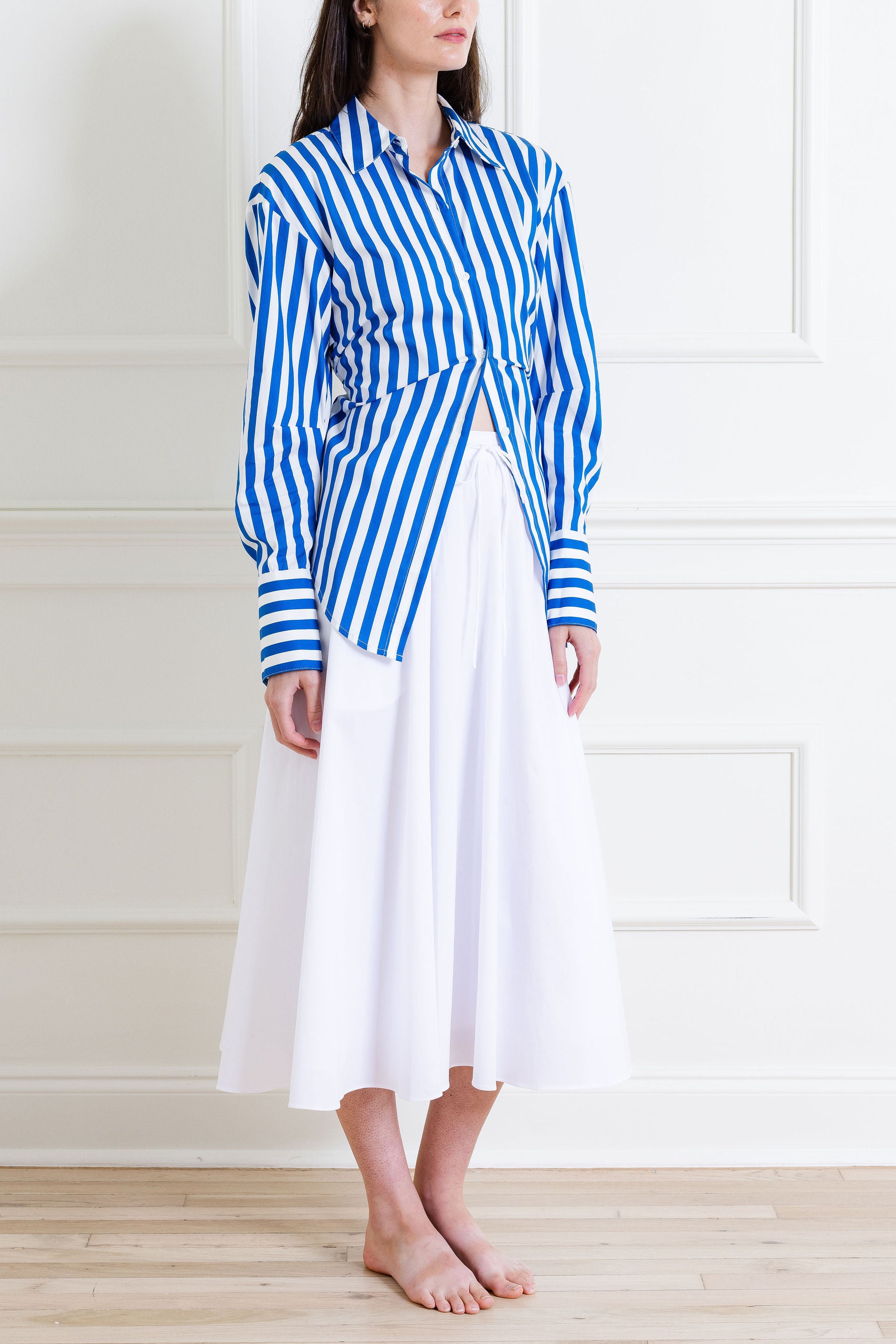 Loch Striped Poplin Button Up Top