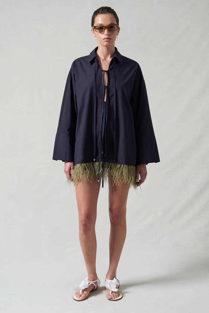 Feather Dress Midnight Navy