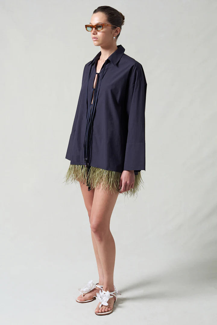 Feather Dress Midnight Navy