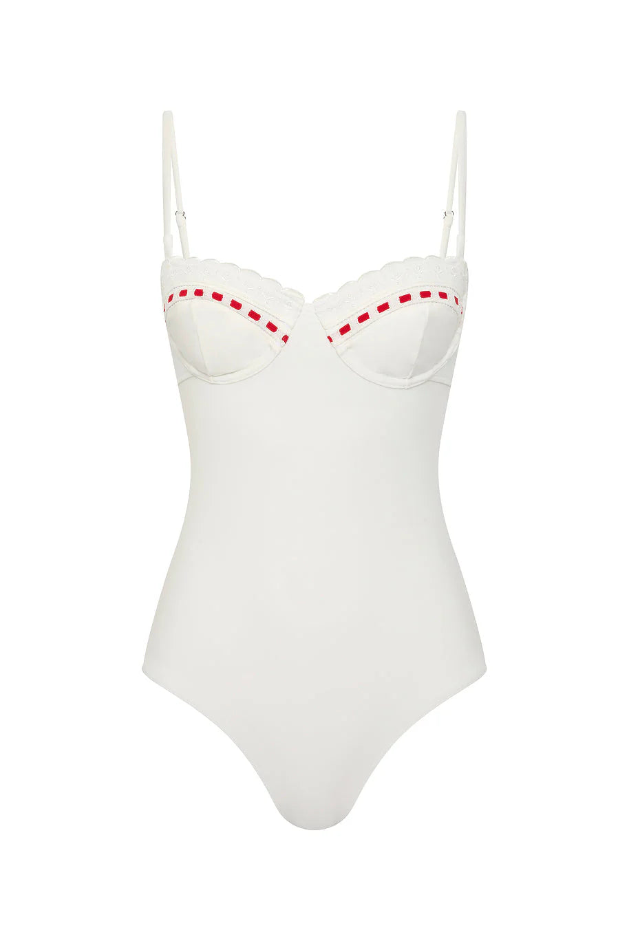 Pia One Piece Swimsuit Vintage White Red