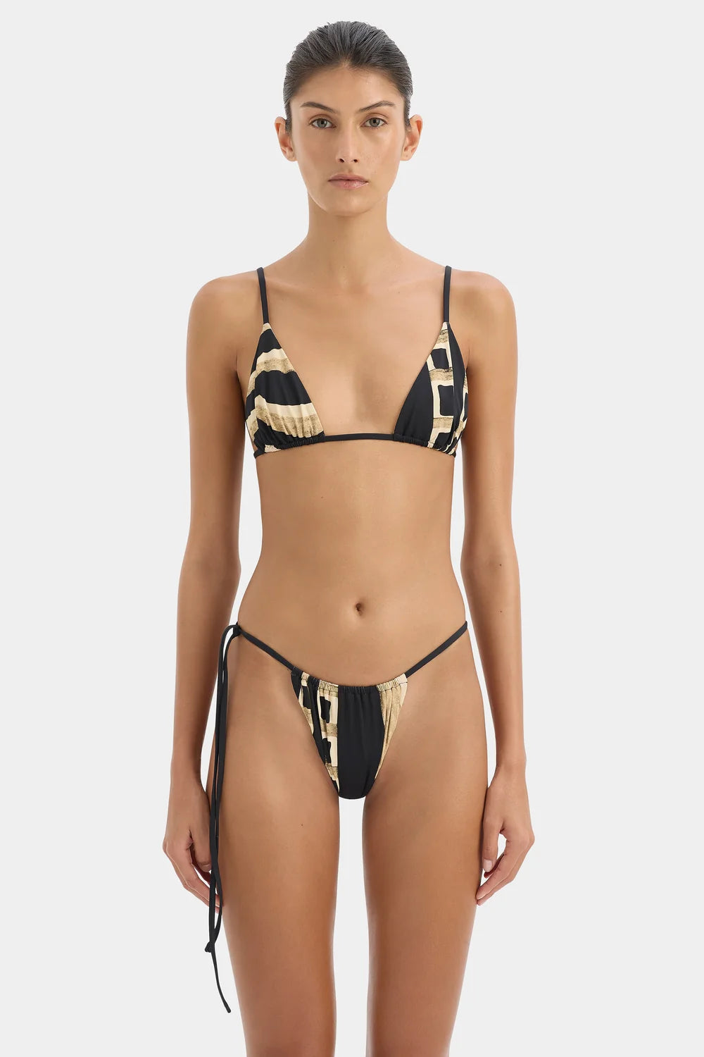 Sona String Triangle Bikini Top Geo Scape