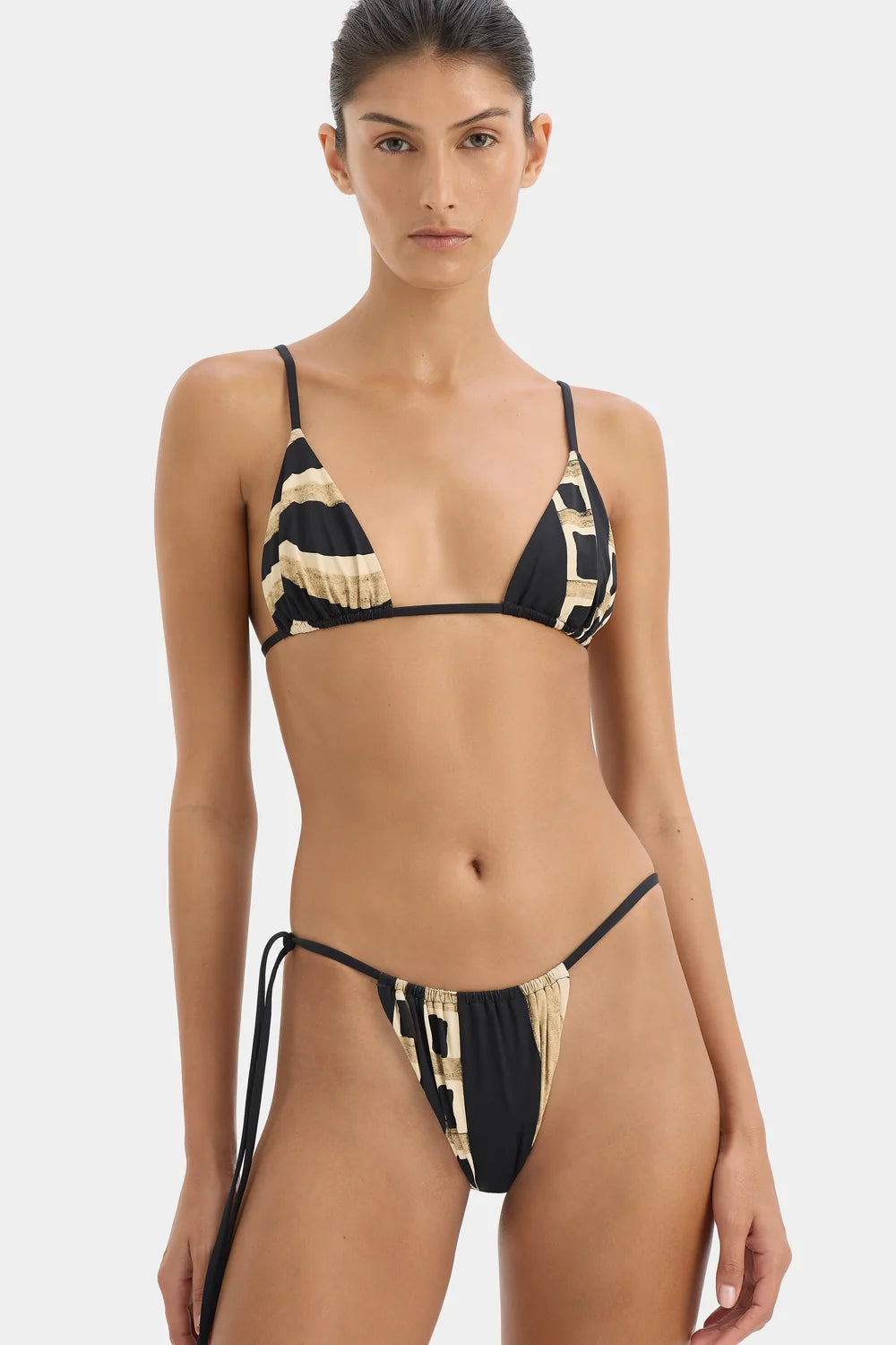 Sona String Triangle Bikini Top Geo Scape