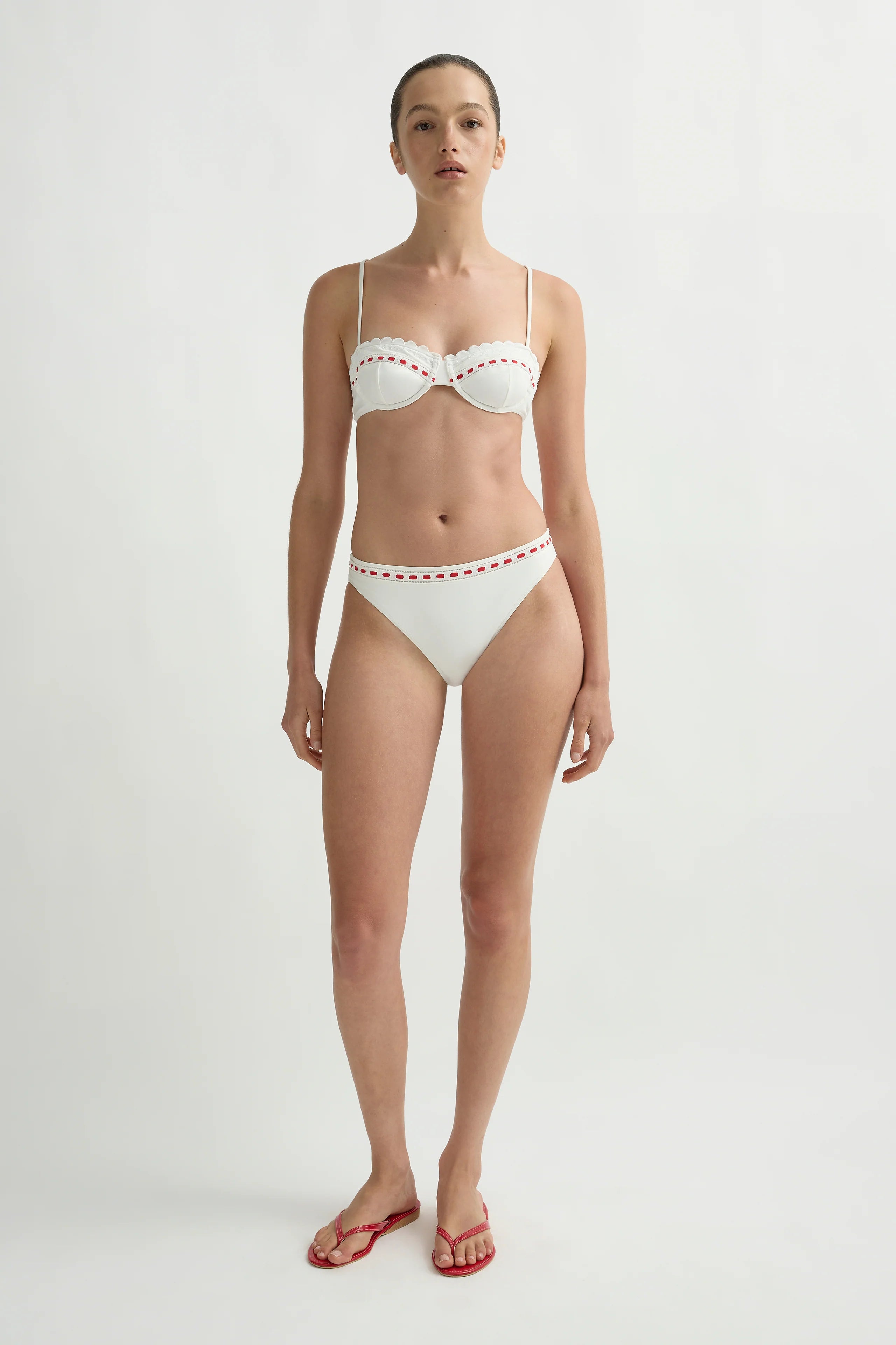Pia Bikini Bottom Vintage White Red